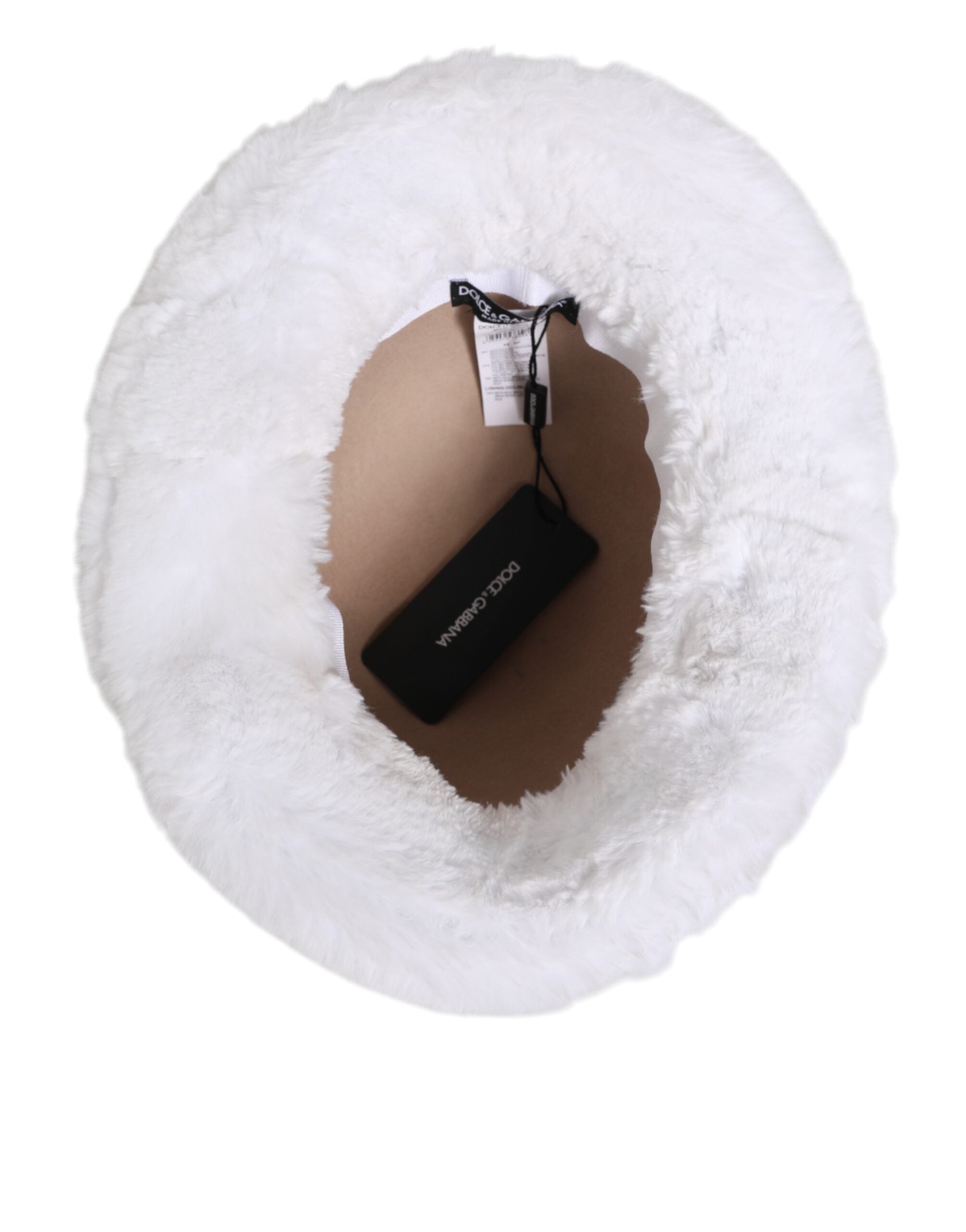 Dolce & Gabbana White Modacrylic Fur Bucket Men Capello Hat Dolce & Gabbana