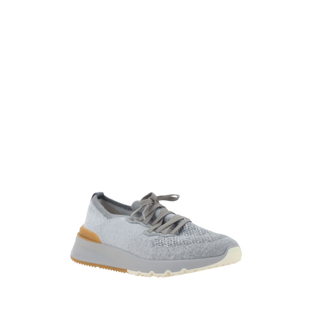Brunello Cucinelli Gray Cotton Athletic Sneakers Brunello Cucinelli