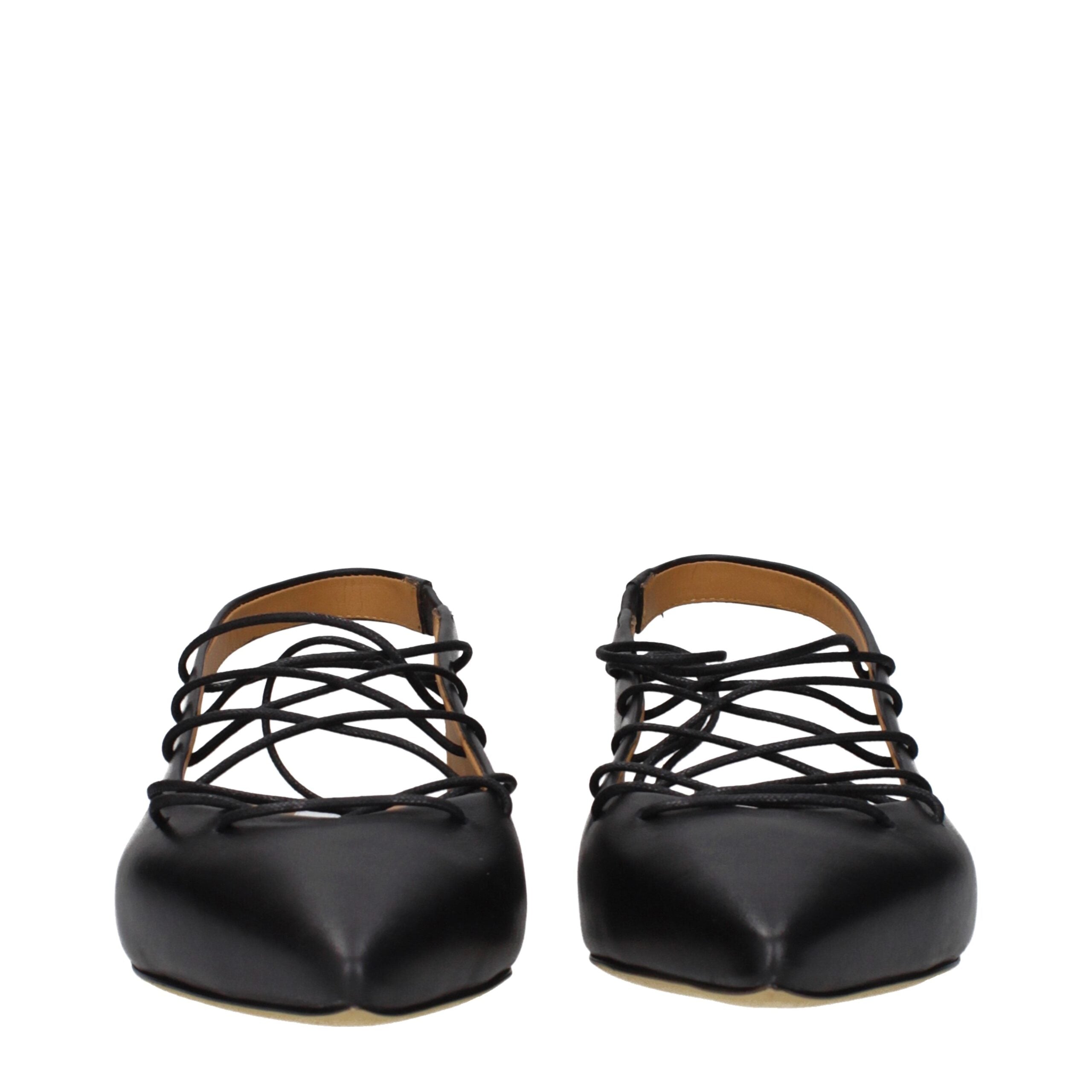 Moschino Black Leather Flats Moschino