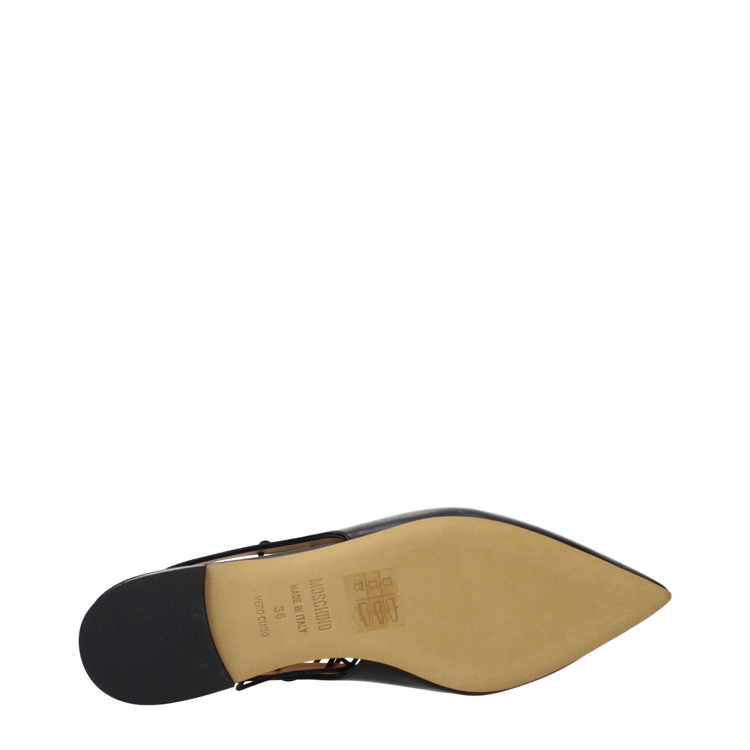 Moschino Black Leather Flats Moschino