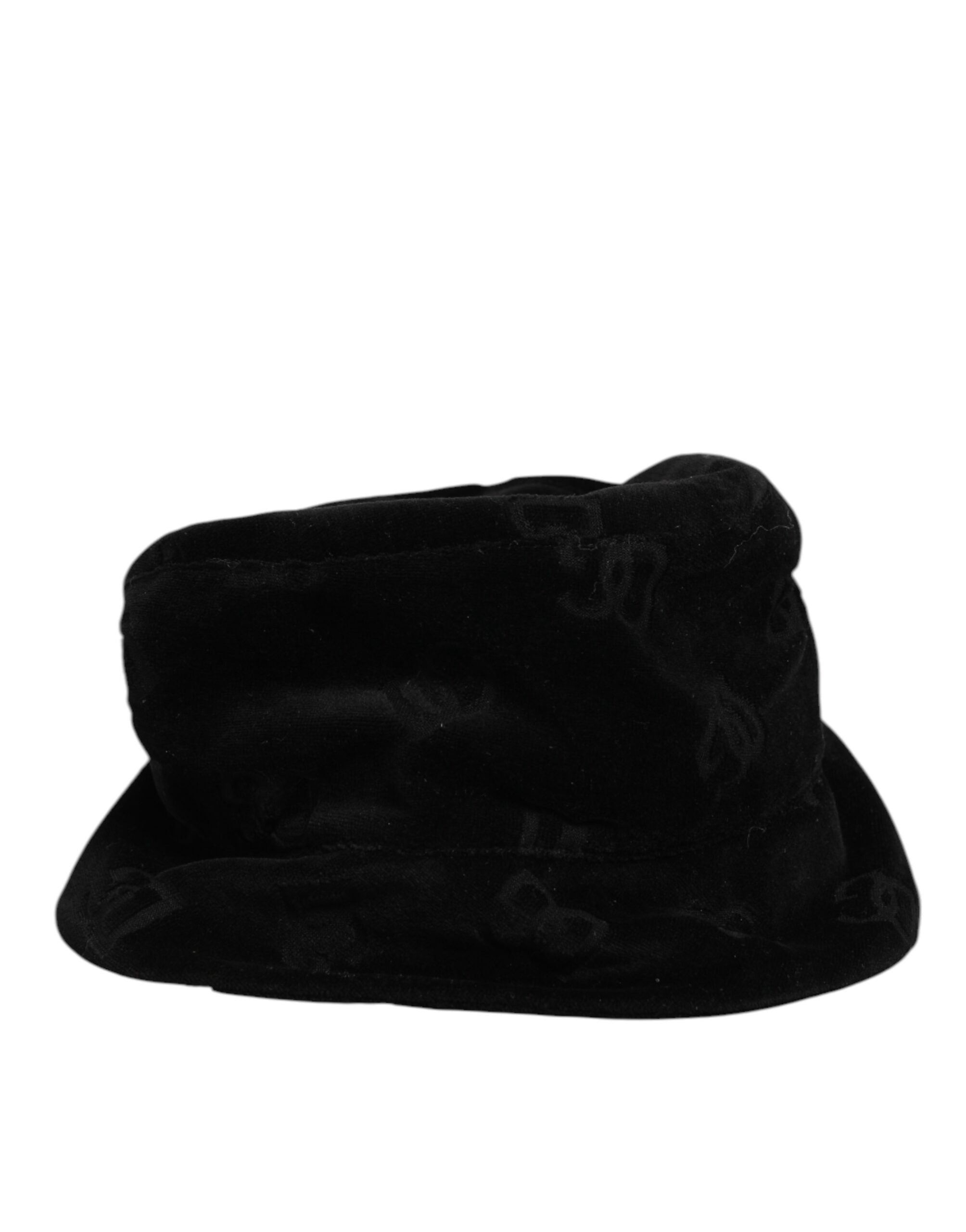 Dolce & Gabbana Black Cotton Suede Bucket Logo Capello Hat Dolce & Gabbana