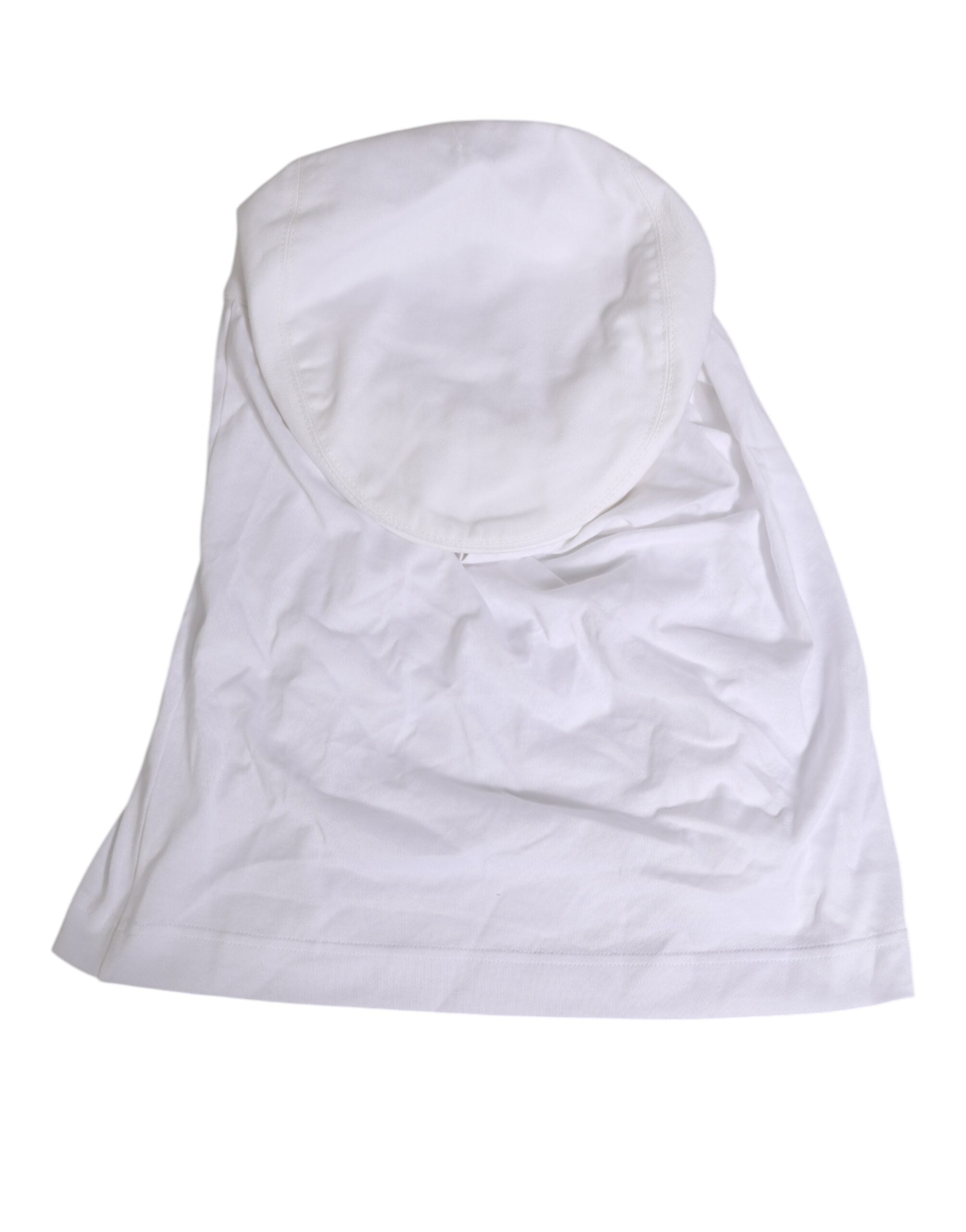 Dolce & Gabbana White Cotton DG Logo Plaque Baseball Balaclava Hat Dolce & Gabbana