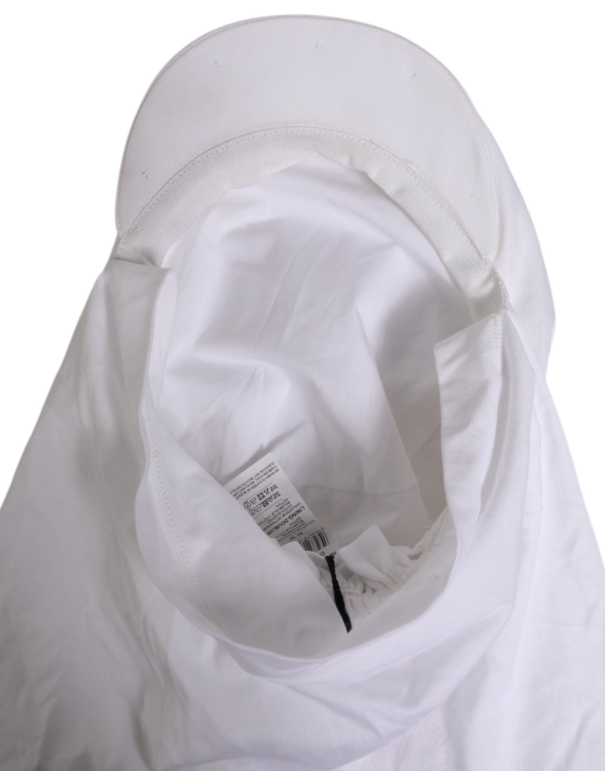 Dolce & Gabbana White Cotton DG Logo Plaque Baseball Balaclava Hat Dolce & Gabbana