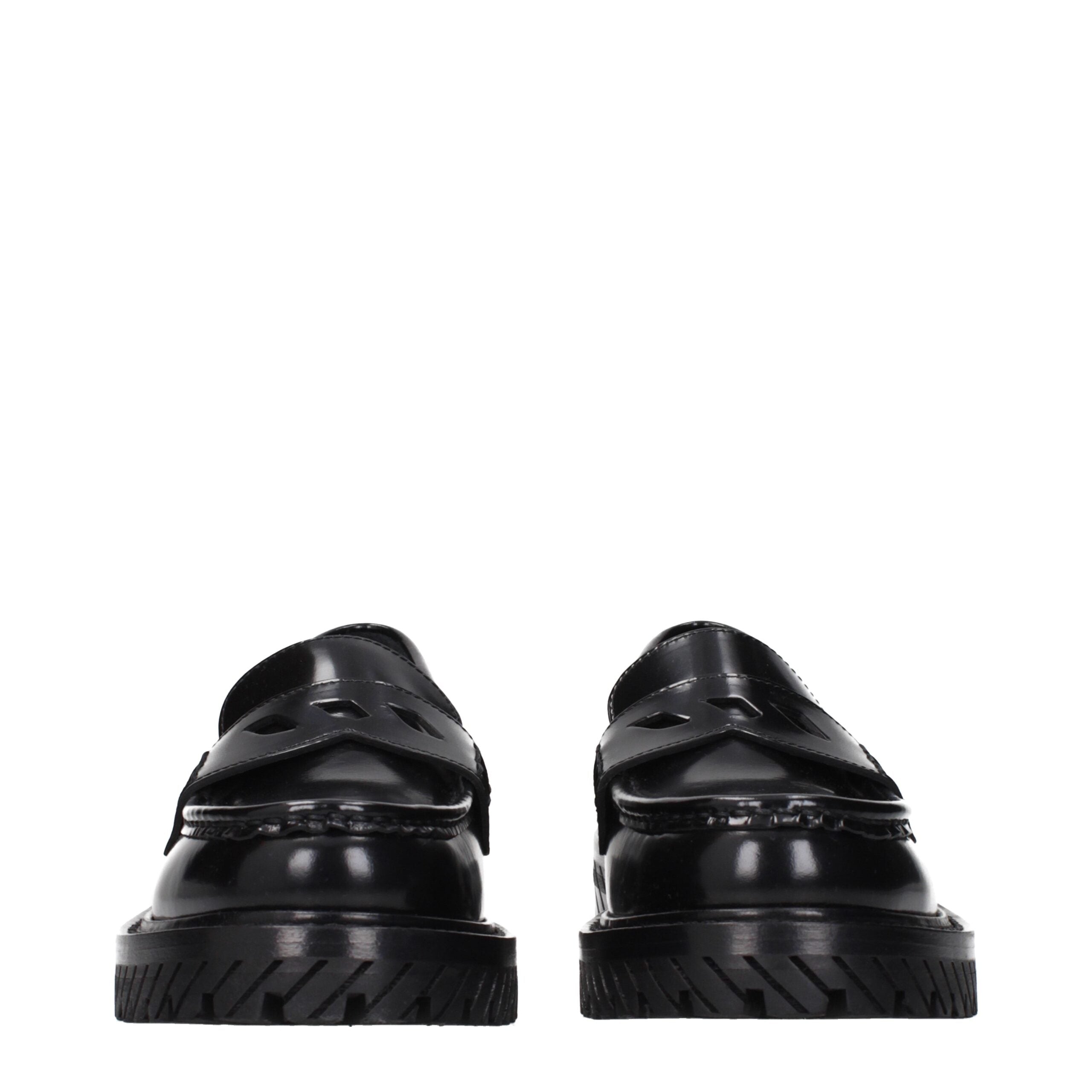 Off-White Black Leather Slip-On Loafers Off-White