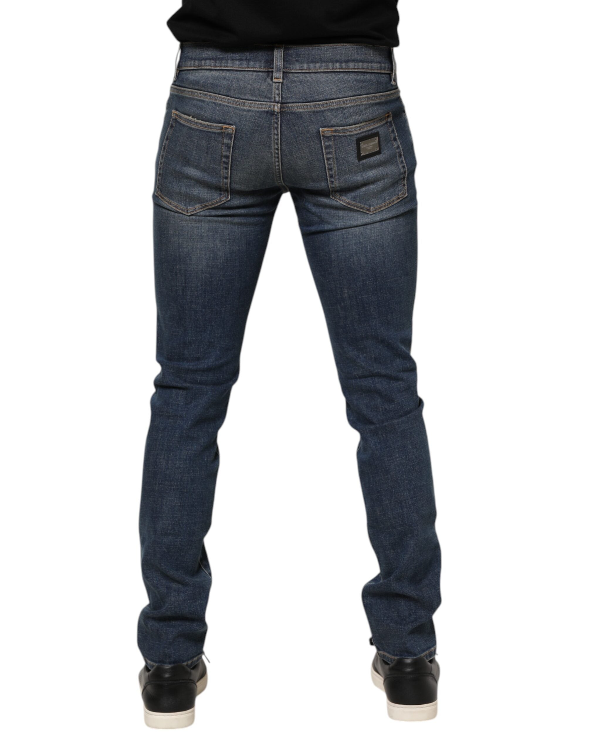 Dolce & Gabbana Blue Washed Cotton Skinny Men Denim Jeans Dolce & Gabbana