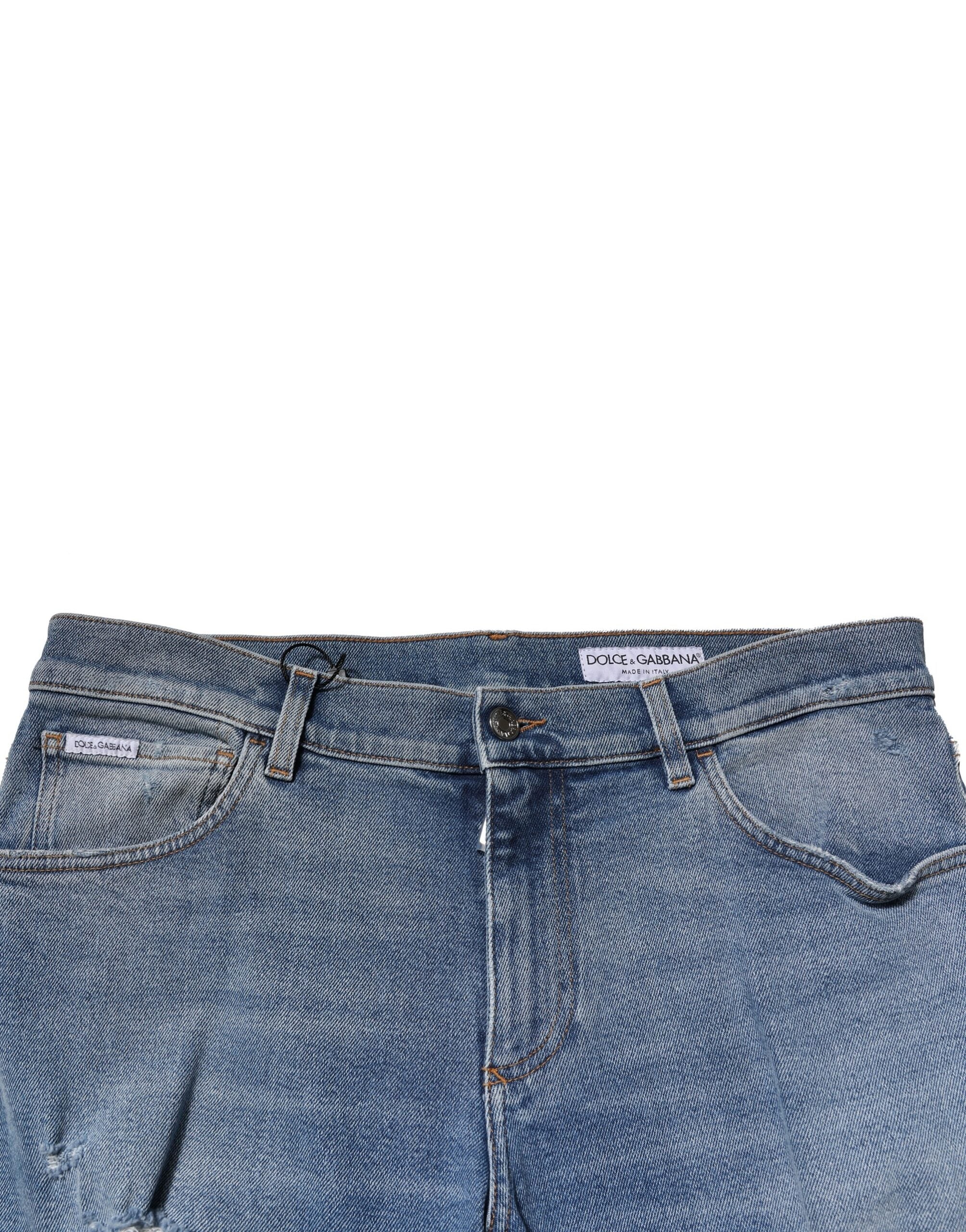 Dolce & Gabbana Blue Distressed Cotton Slim Men Denim Jeans Dolce & Gabbana