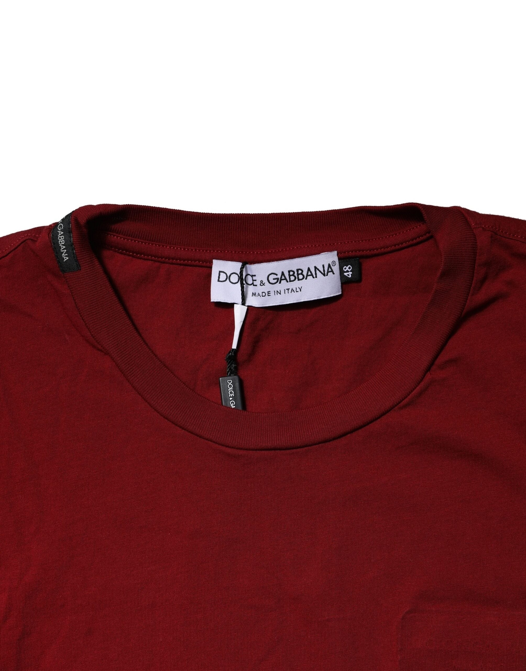 Dolce & Gabbana Maroon Cotton Crew Neck Short Sleeves T-Shirt Dolce & Gabbana