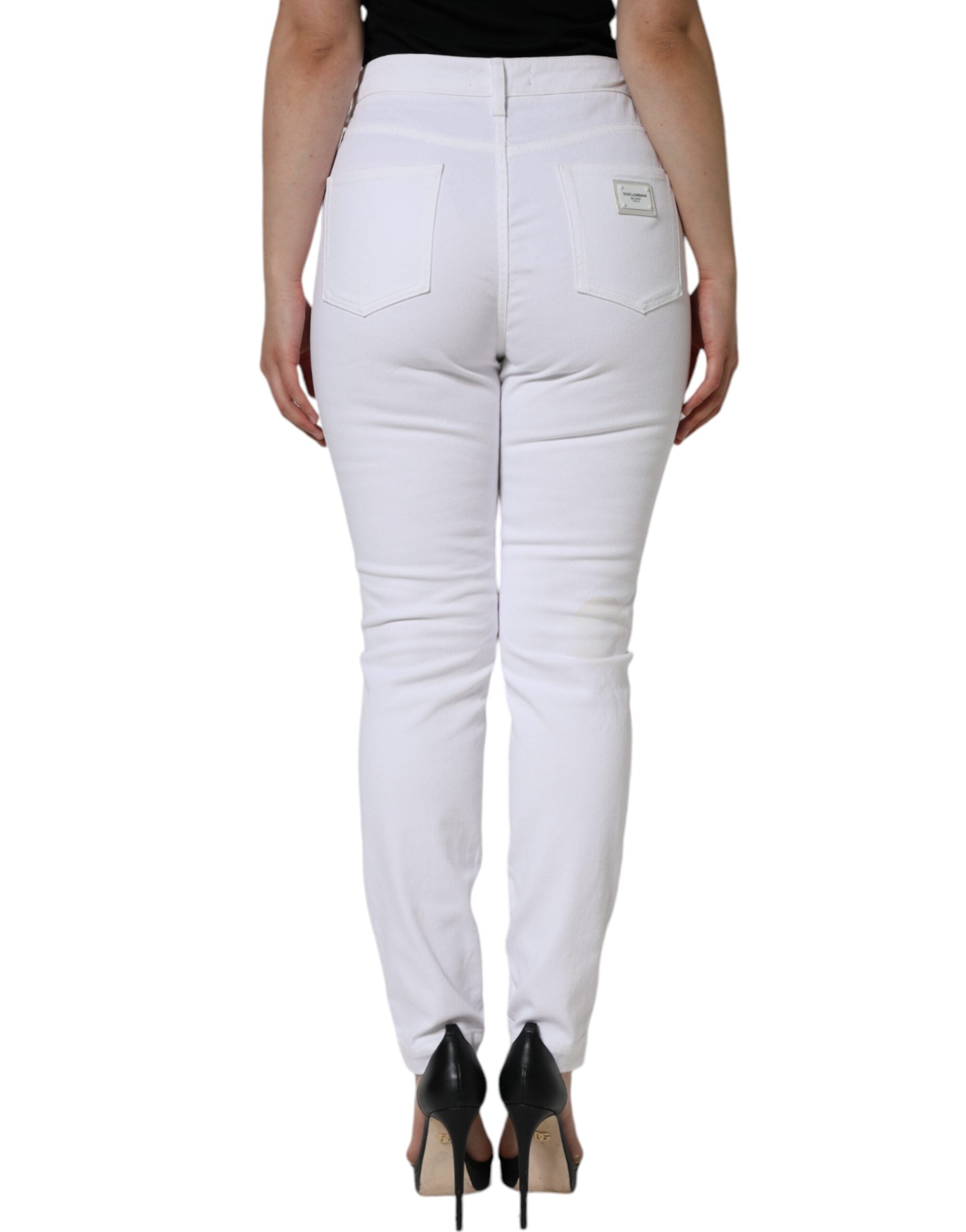 Dolce & Gabbana White AUDREY Cotton Logo Skinny Denim Jeans Dolce & Gabbana