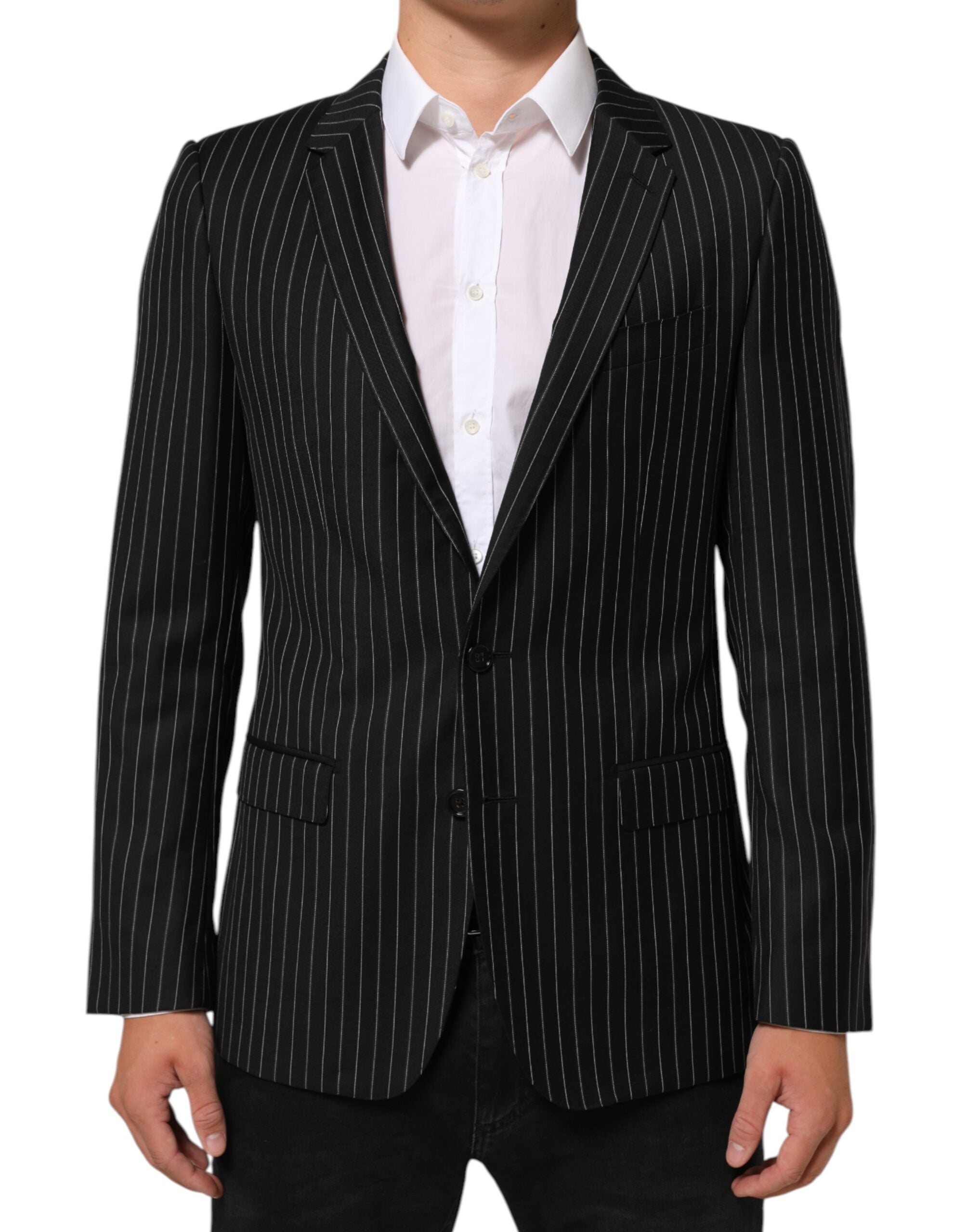 Dolce & Gabbana Black Stripes MARTINI 1 Button Suit Blazer Dolce & Gabbana