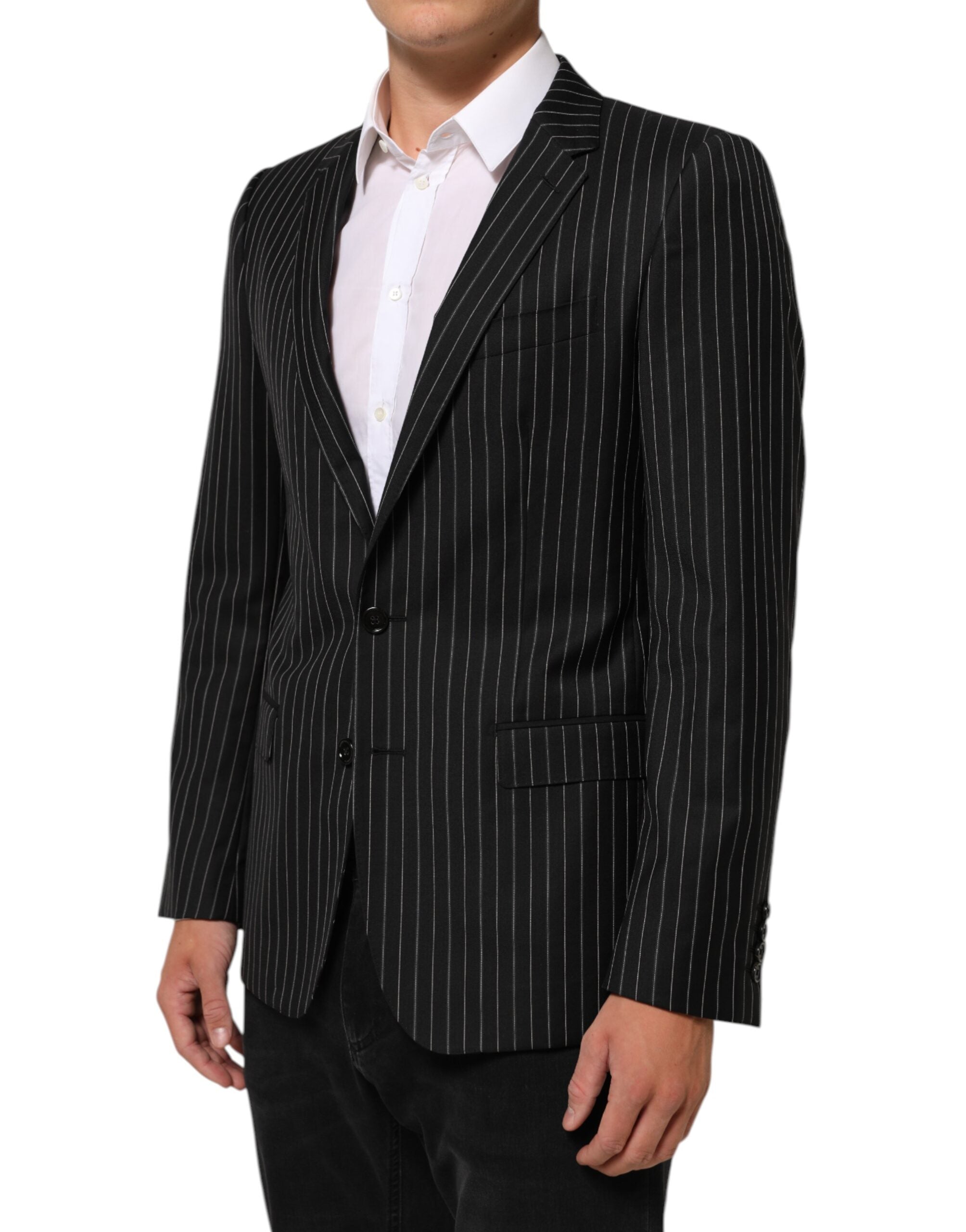 Dolce & Gabbana Black Stripes MARTINI 1 Button Suit Blazer Dolce & Gabbana