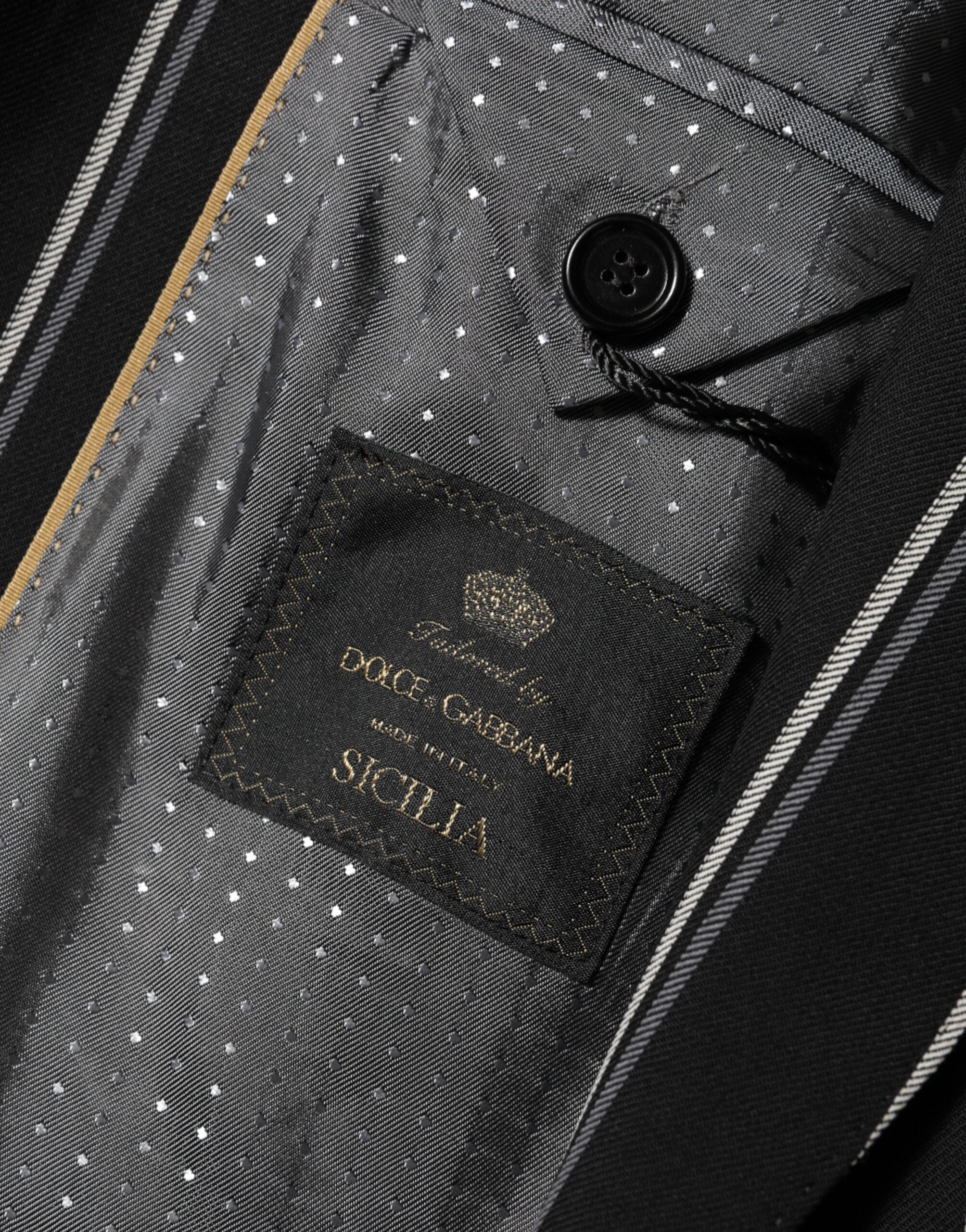 Dolce & Gabbana Black Stripes SICILIA 1 Button Suit Blazer Dolce & Gabbana