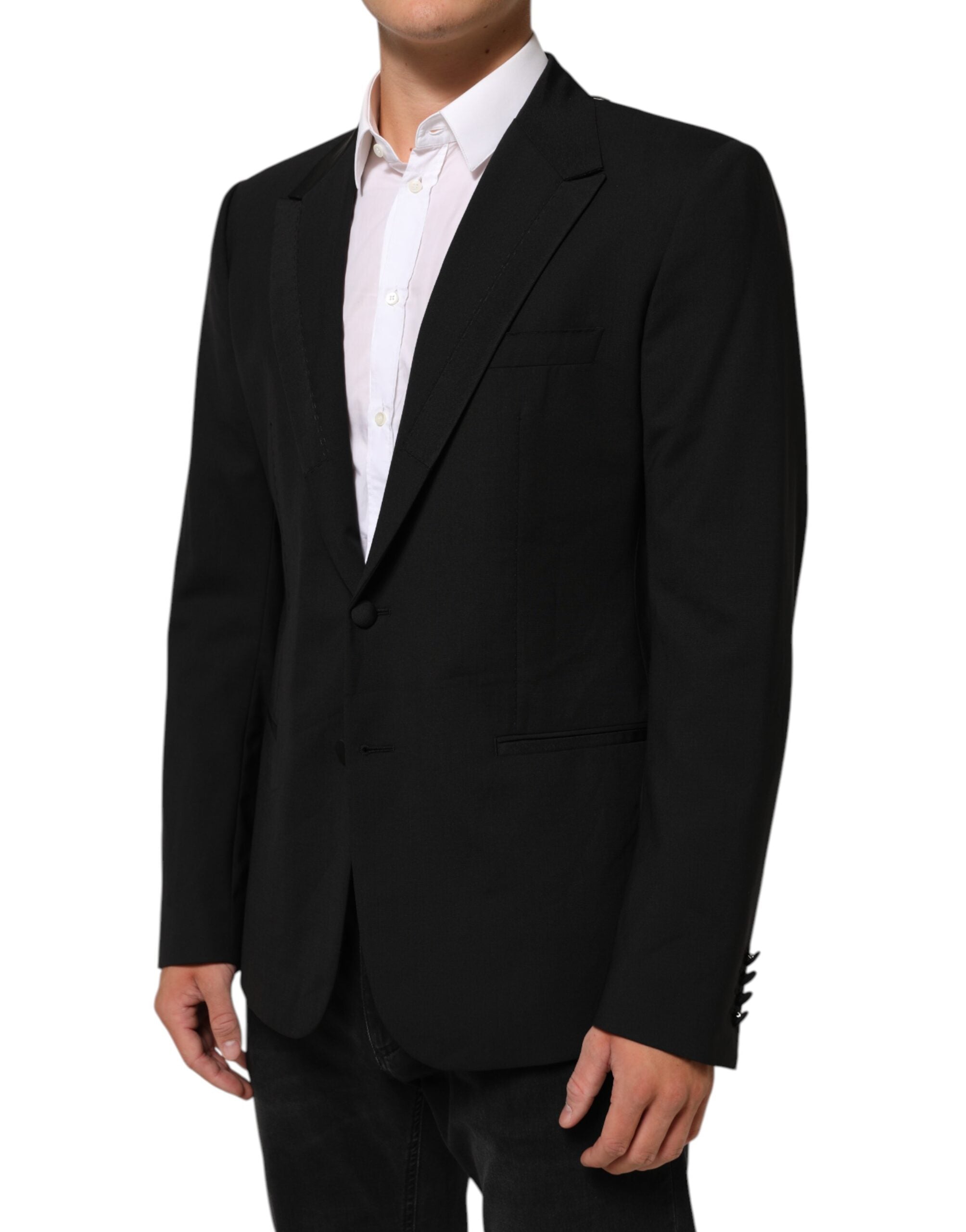 Dolce & Gabbana Black Wool 2 Buttons Suit Men Jacket Blazer Dolce & Gabbana