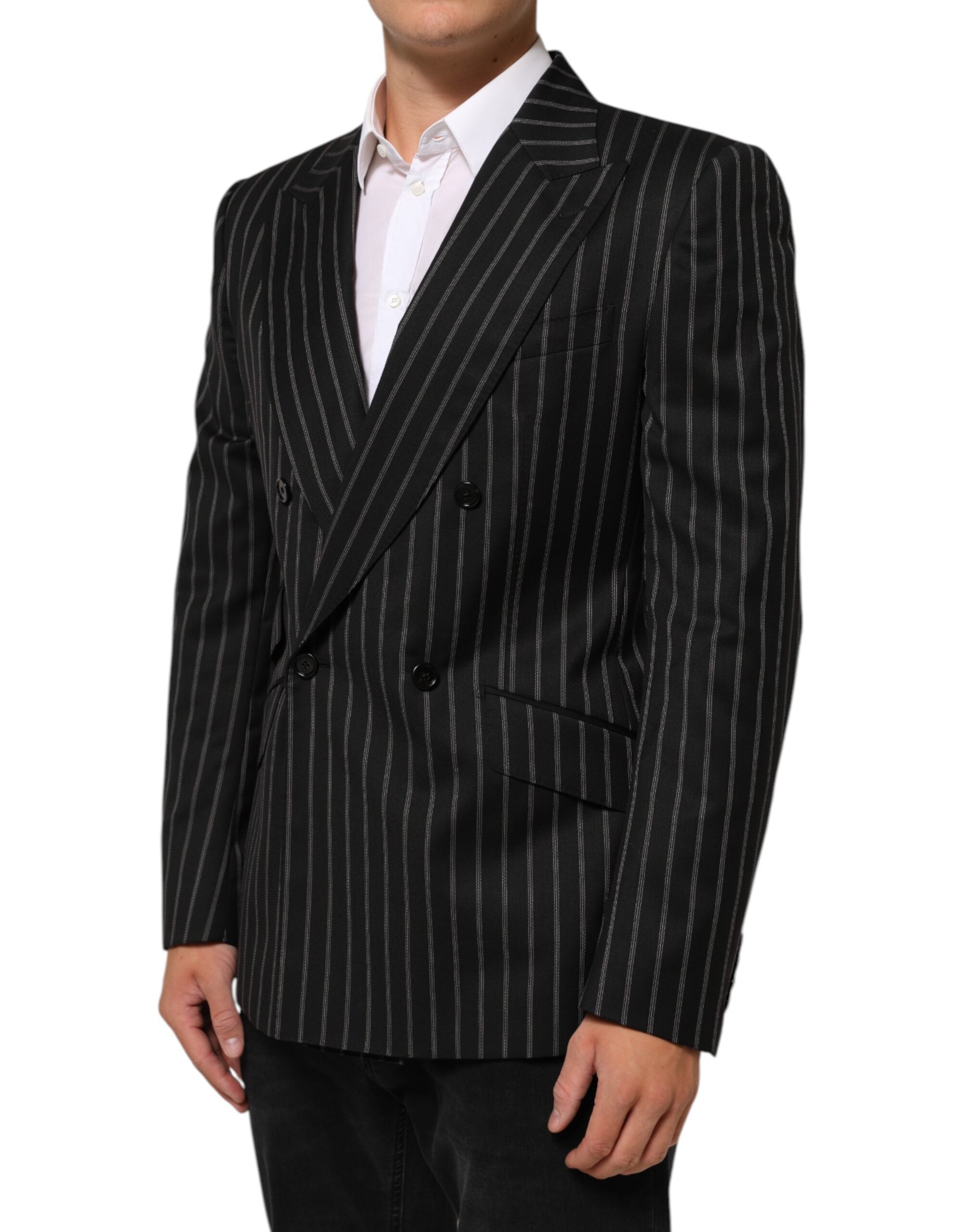 Dolce & Gabbana Black Stripes SICILIA 1 Button Suit Blazer Dolce & Gabbana