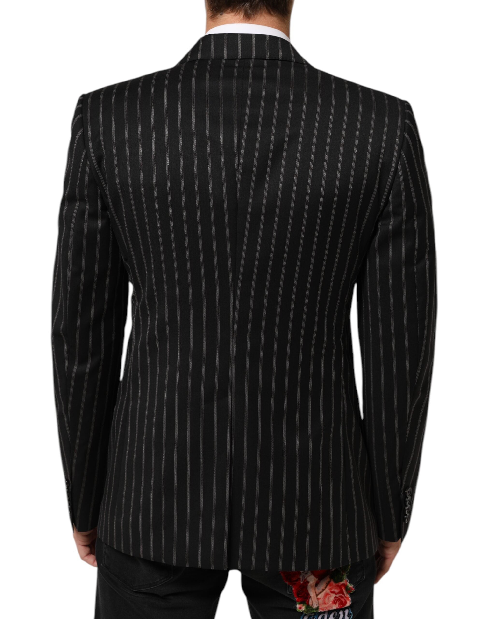 Dolce & Gabbana Black Stripes SICILIA 1 Button Suit Blazer Dolce & Gabbana