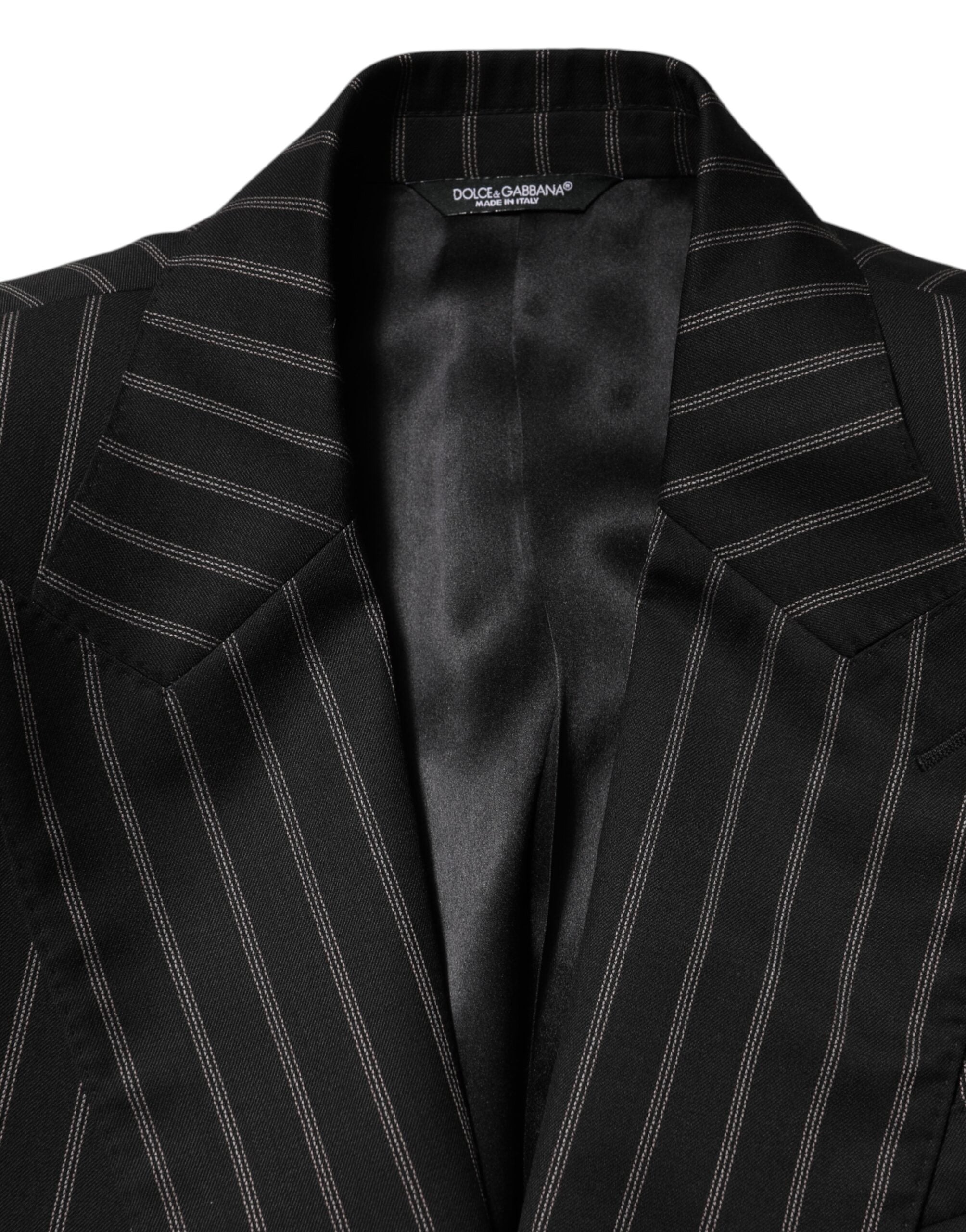 Dolce & Gabbana Black Stripes SICILIA 1 Button Suit Blazer Dolce & Gabbana