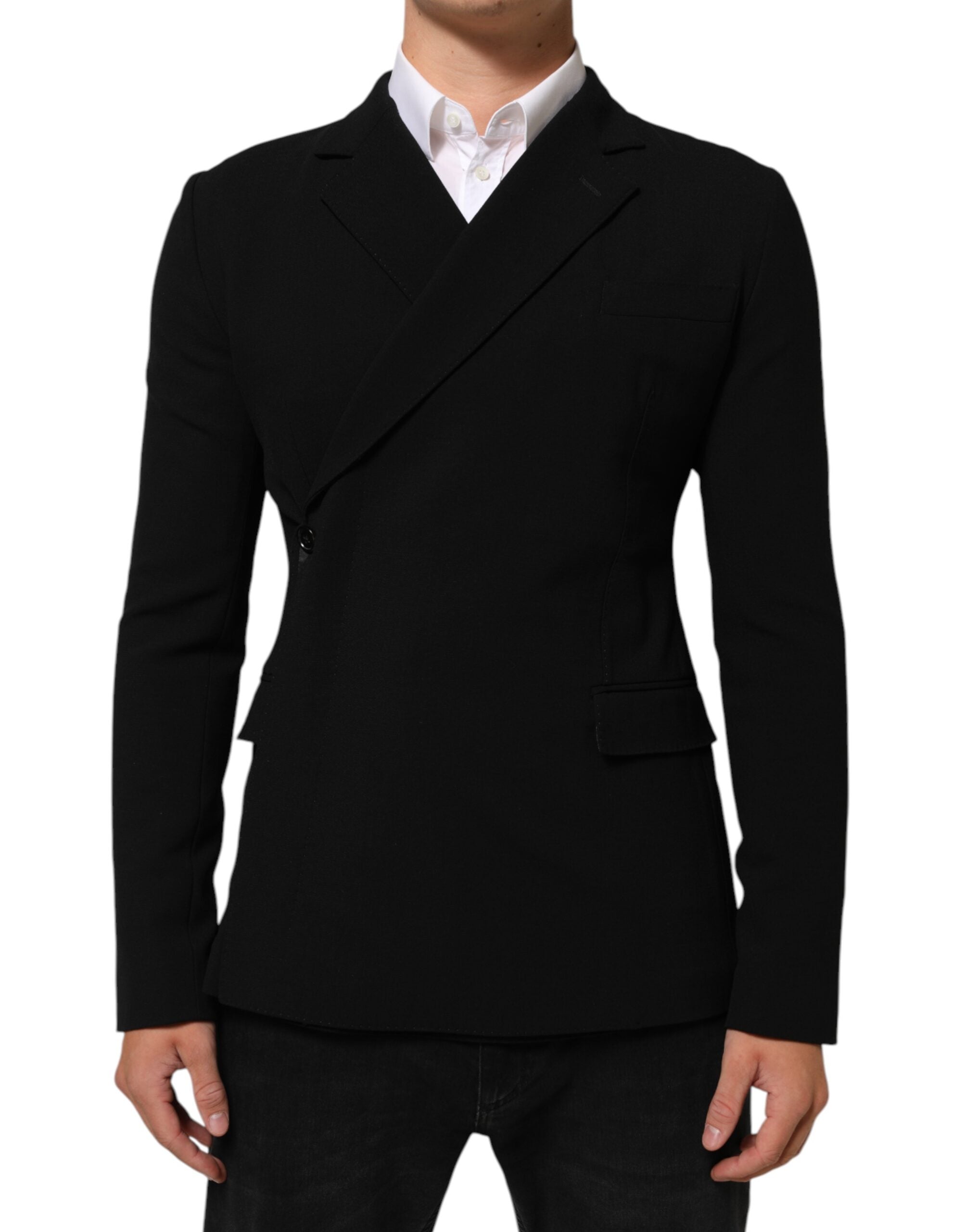 Dolce & Gabbana Black Wool Double Breasted Men Jacket Blazer Dolce & Gabbana