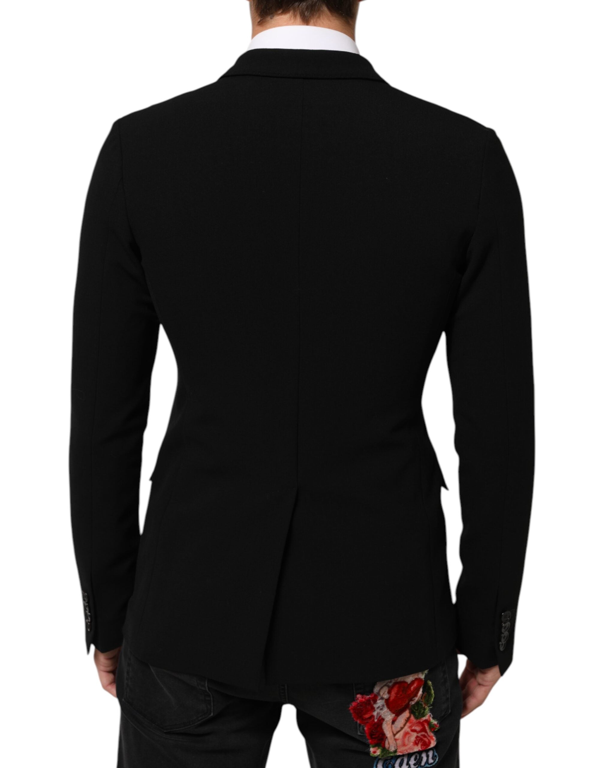 Dolce & Gabbana Black Wool Double Breasted Men Jacket Blazer Dolce & Gabbana