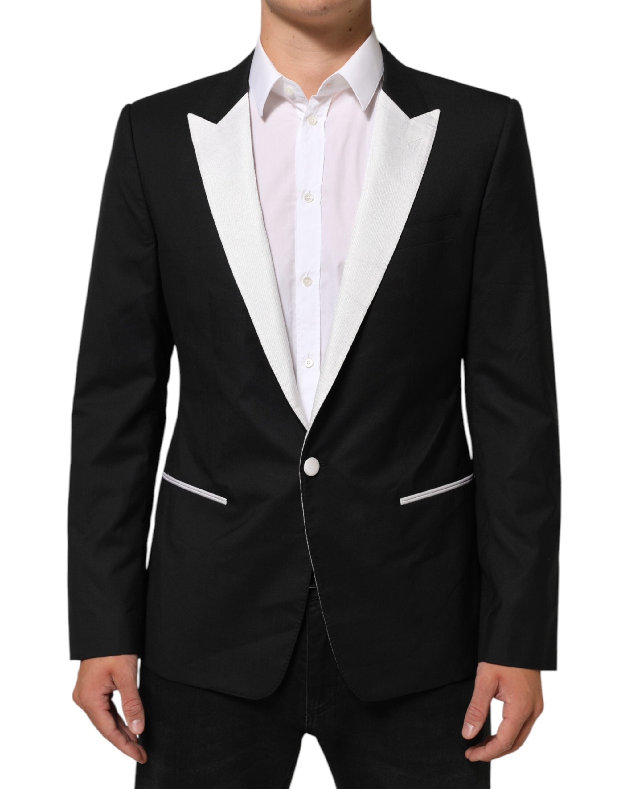 Dolce & Gabbana Black White MARTINI 1 Button Men Suit Blazer Dolce & Gabbana