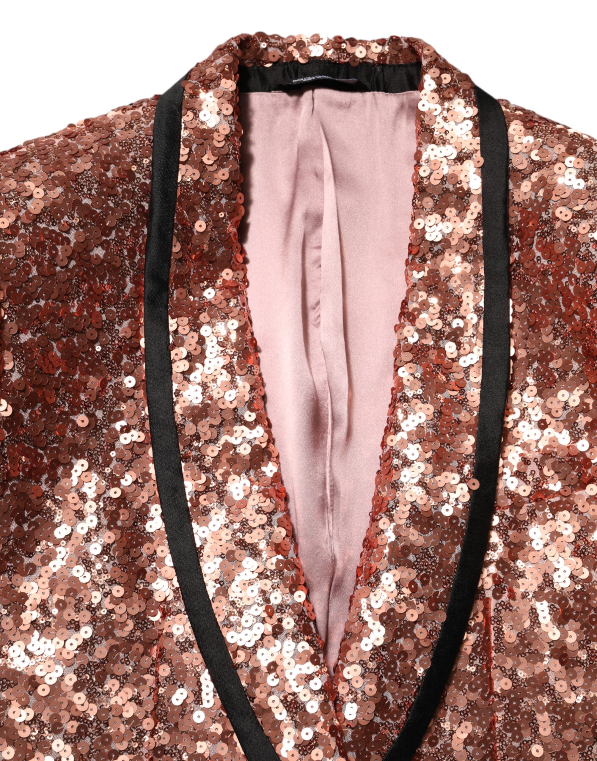 Dolce & Gabbana Pink Sequin SICILIA 1 Button Men Suit Blazer Dolce & Gabbana