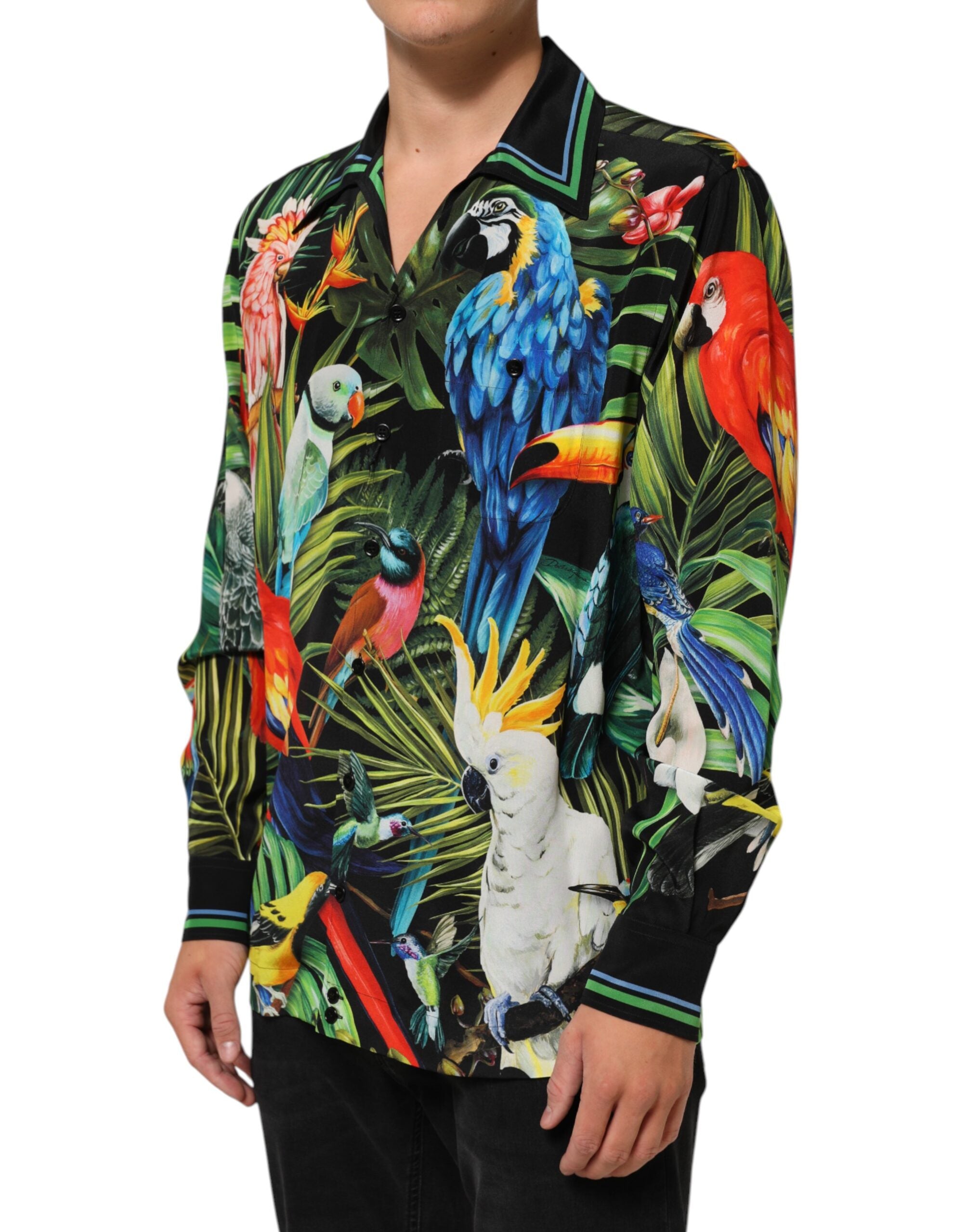 Dolce & Gabbana Multicolor Parrot Print Lounge Casual Shirt Dolce & Gabbana