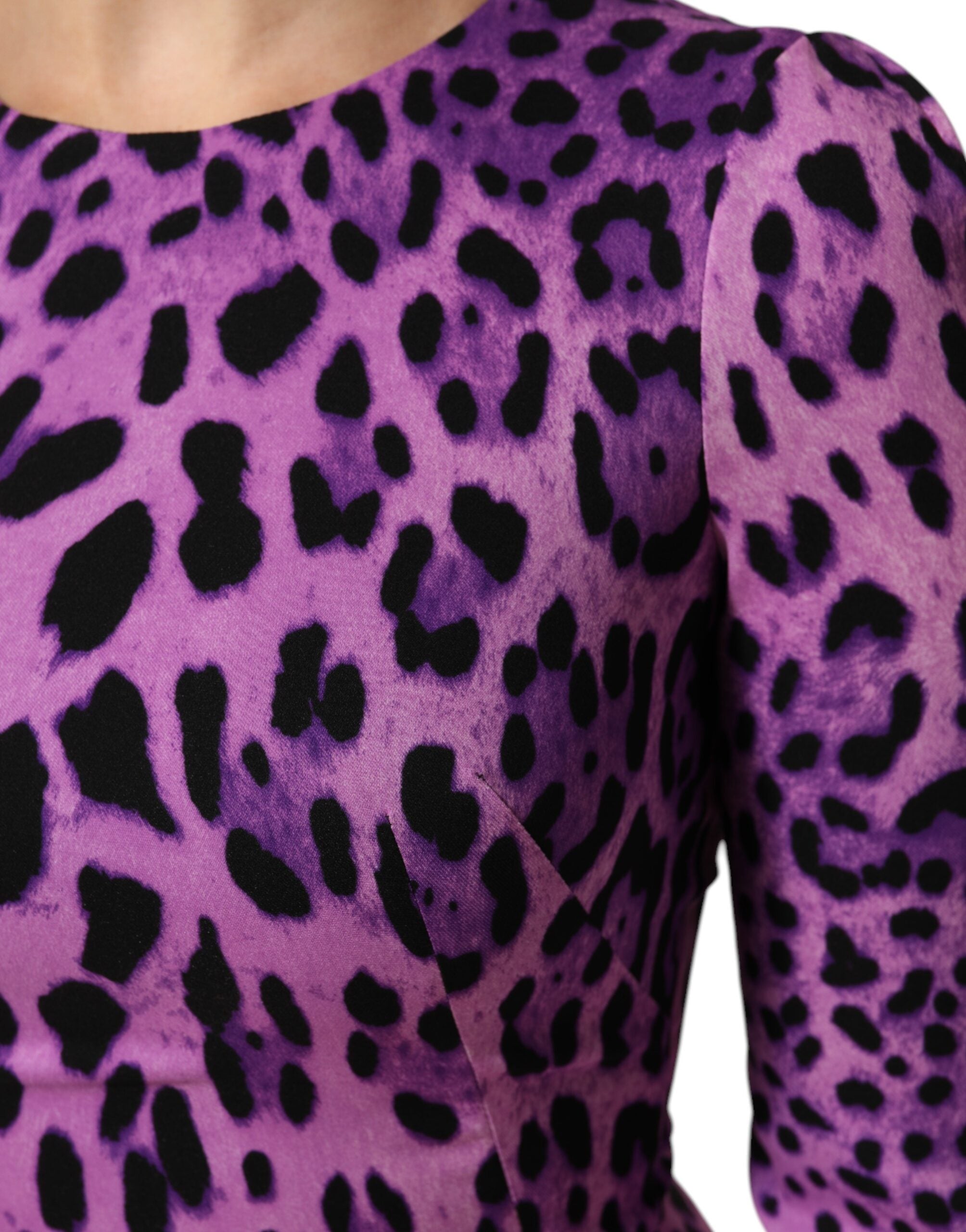 Dolce & Gabbana Violet Leopard Sheath Bodycon Mini Dress Dolce & Gabbana