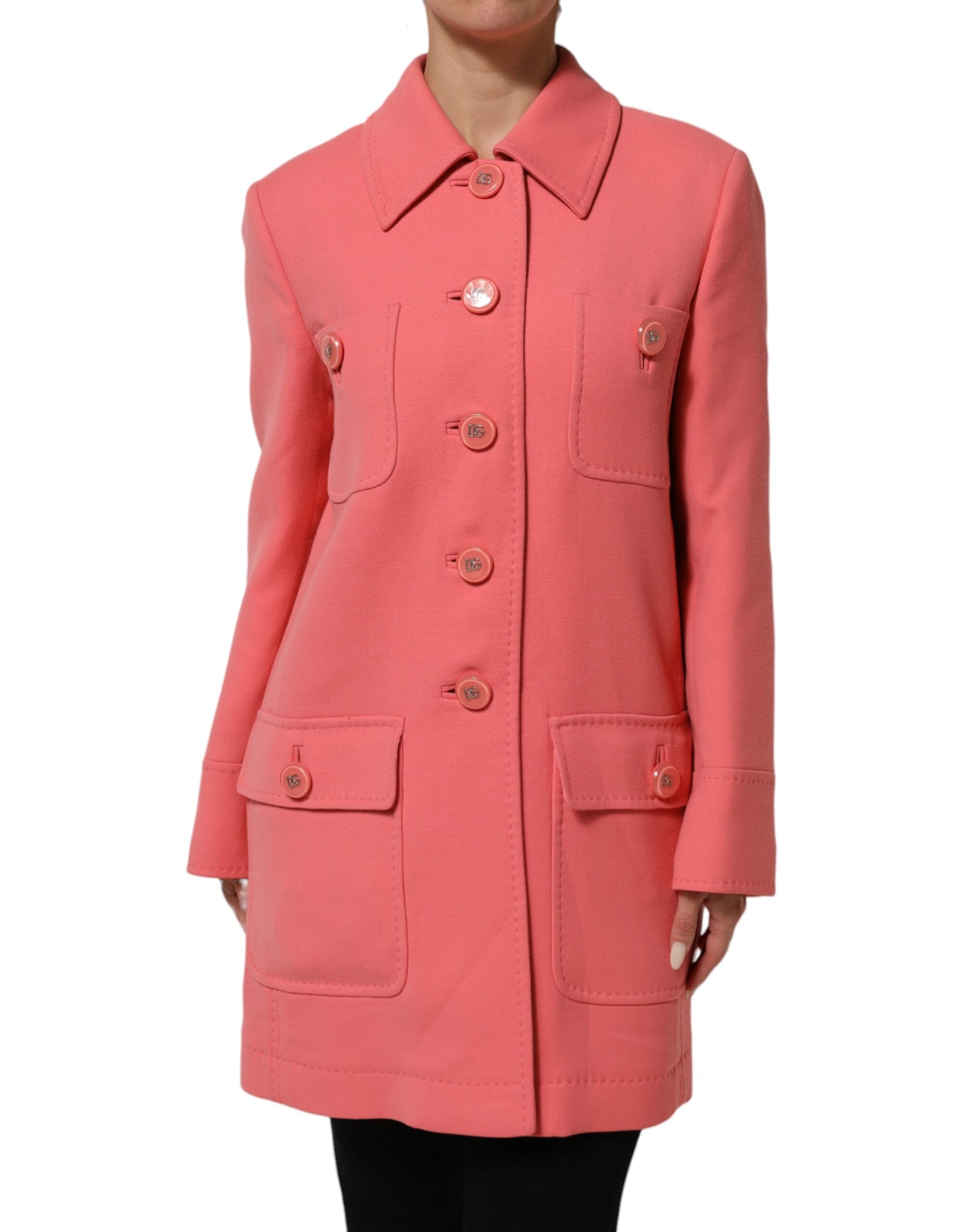Dolce & Gabbana Pink Buttoned Down Trench Coat Jacket Dolce & Gabbana