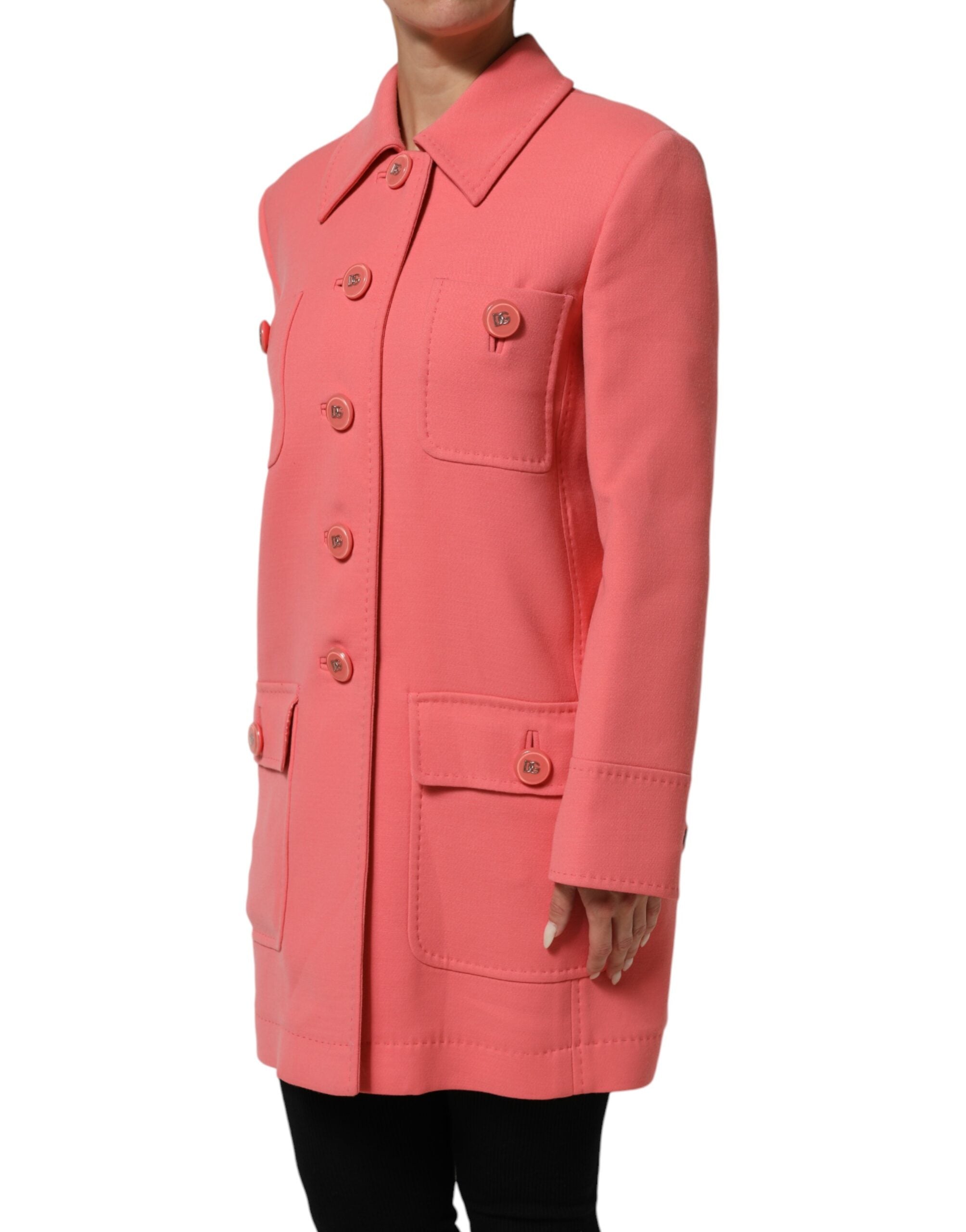 Dolce & Gabbana Pink Buttoned Down Trench Coat Jacket Dolce & Gabbana