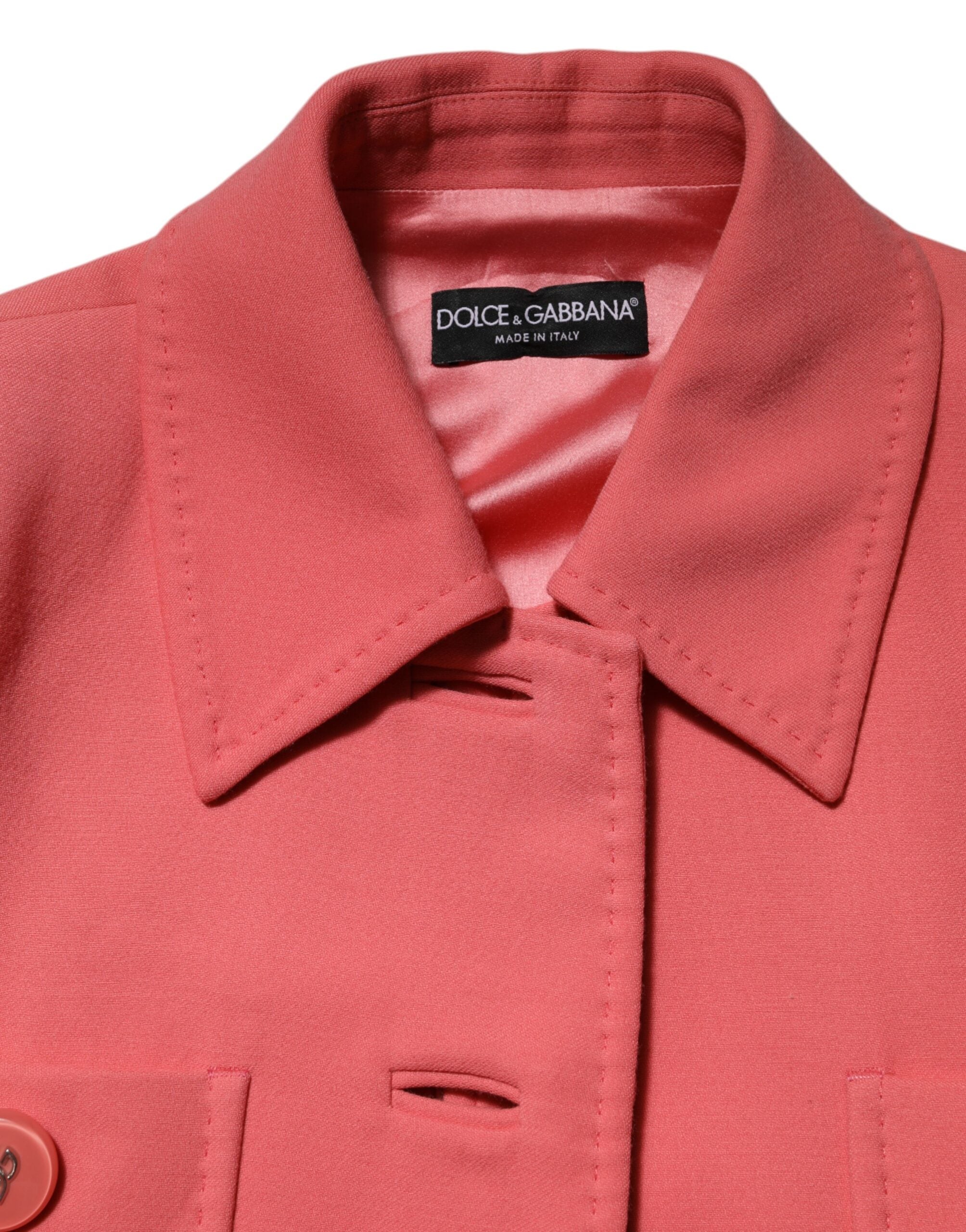 Dolce & Gabbana Pink Buttoned Down Trench Coat Jacket Dolce & Gabbana