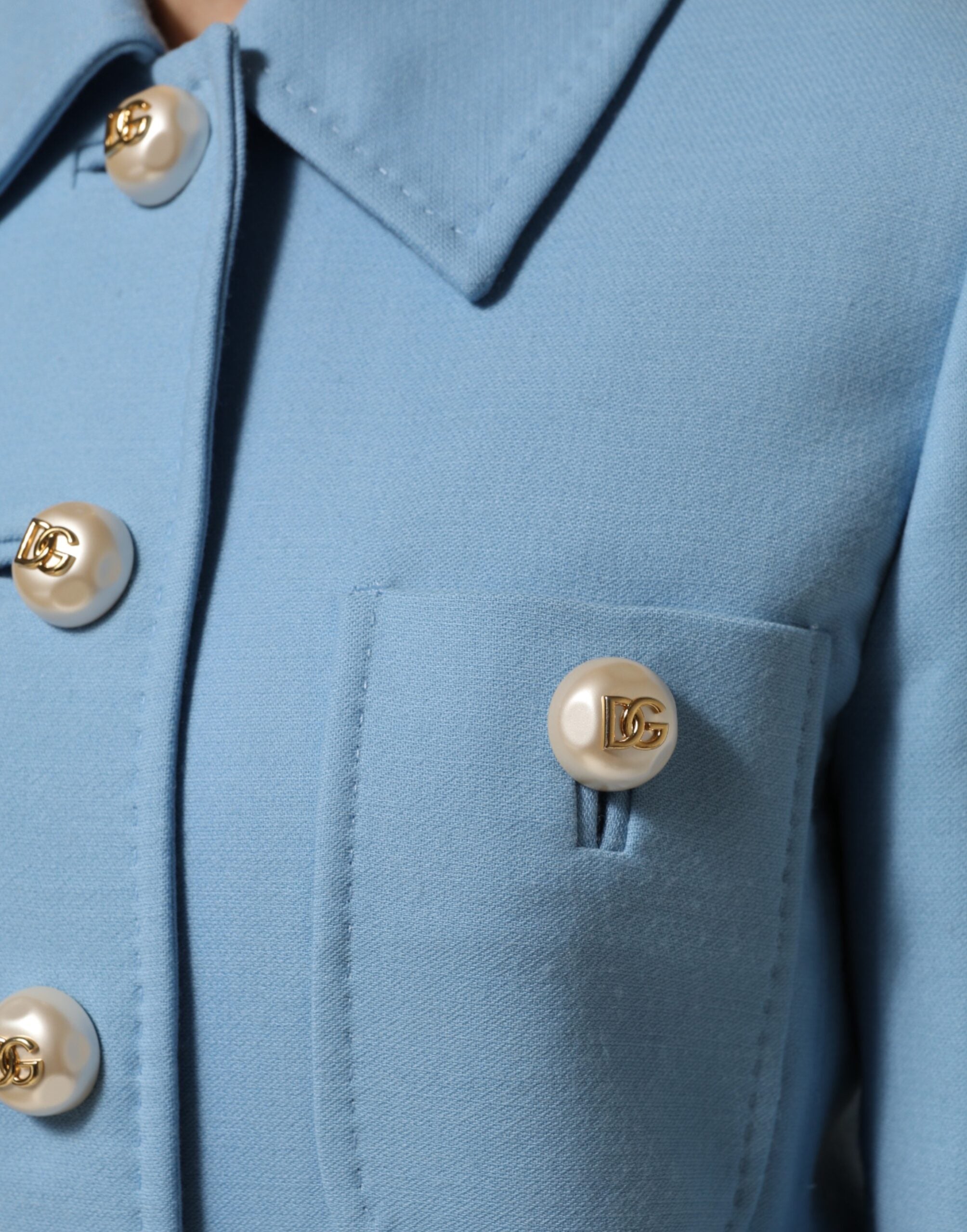 Dolce & Gabbana Blue Buttoned Down Trench Coat Jacket Dolce & Gabbana