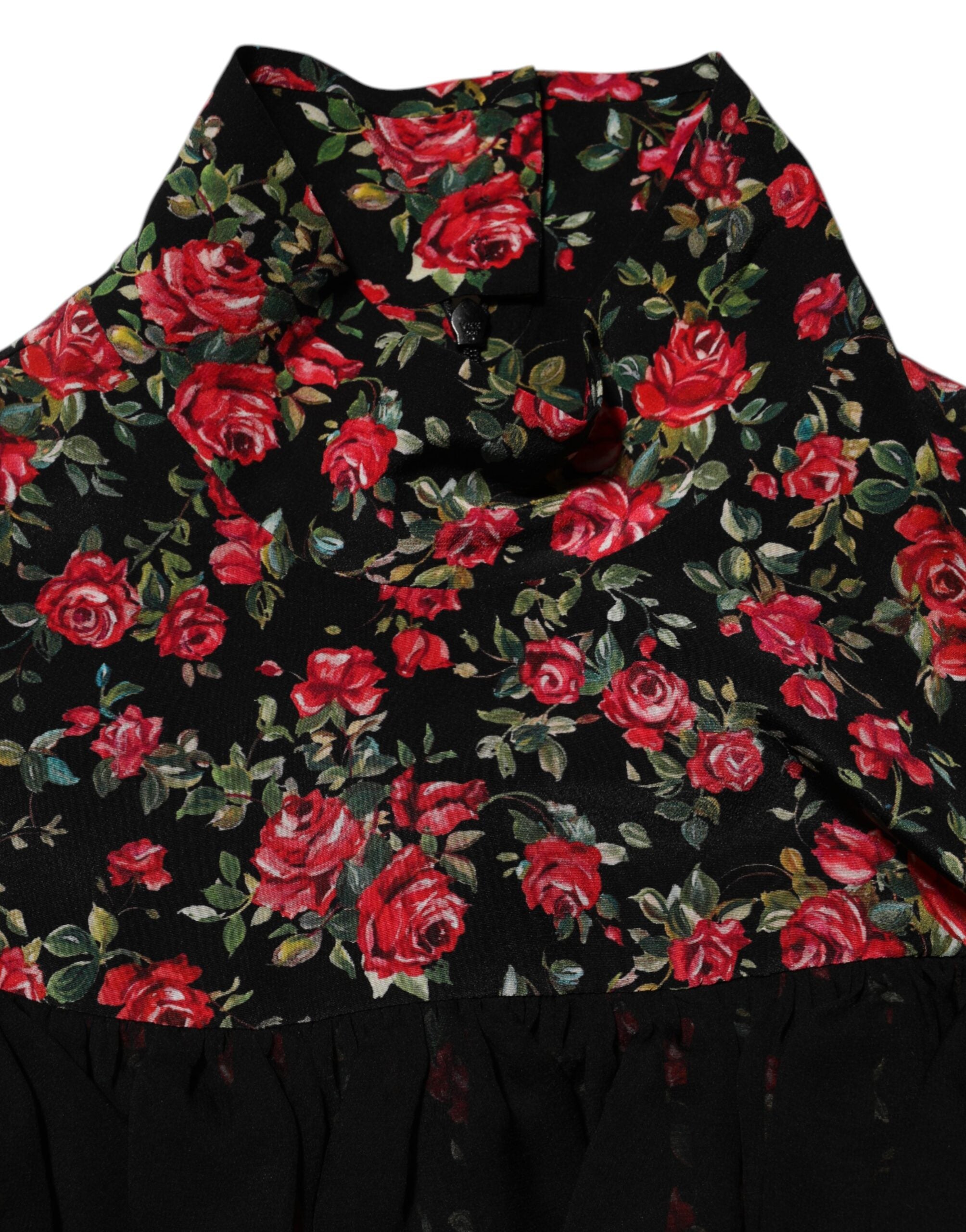 Dolce & Gabbana Black Floral Print Long Sleeve Blouse Top Dolce & Gabbana