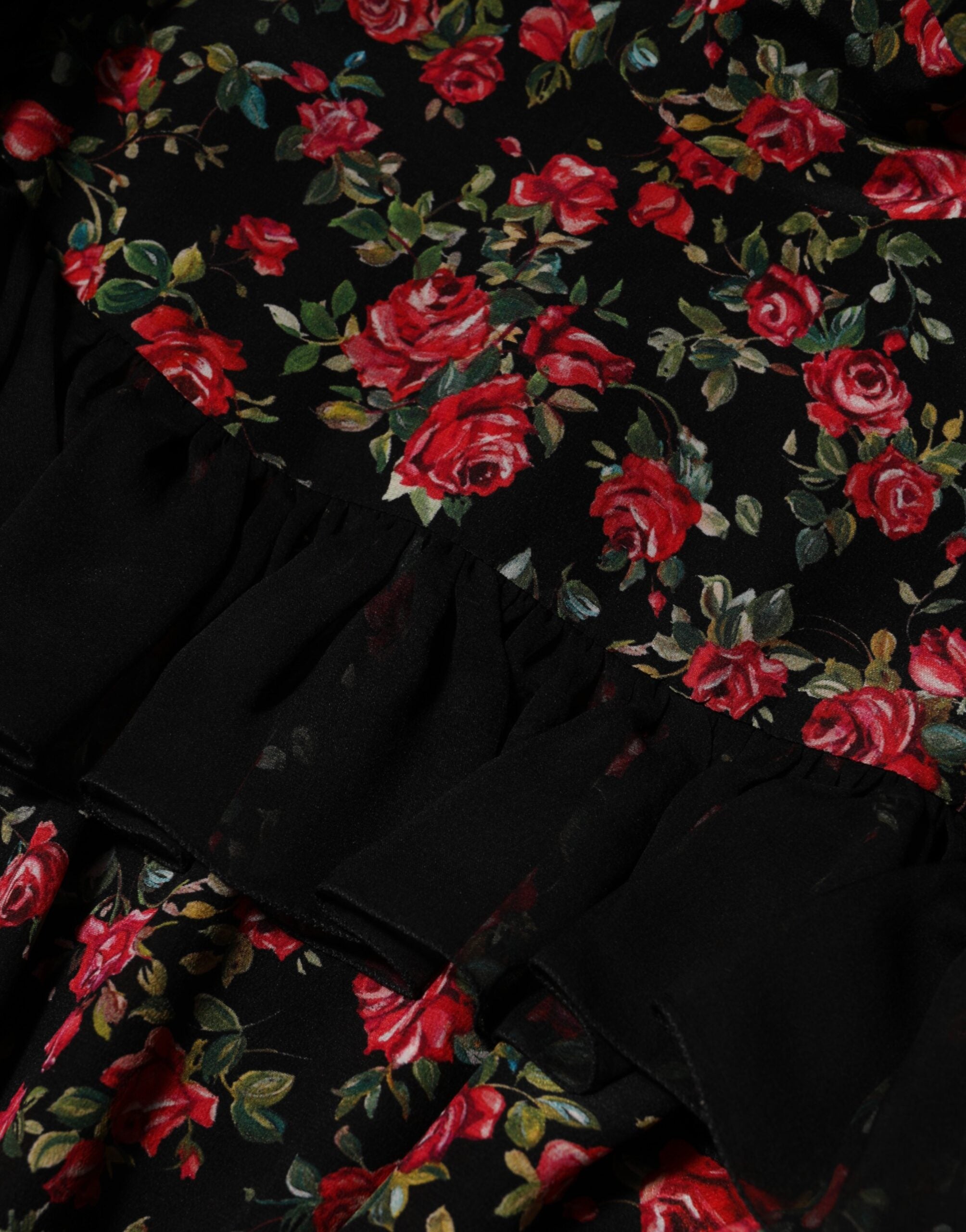 Dolce & Gabbana Black Floral Print Long Sleeve Blouse Top Dolce & Gabbana