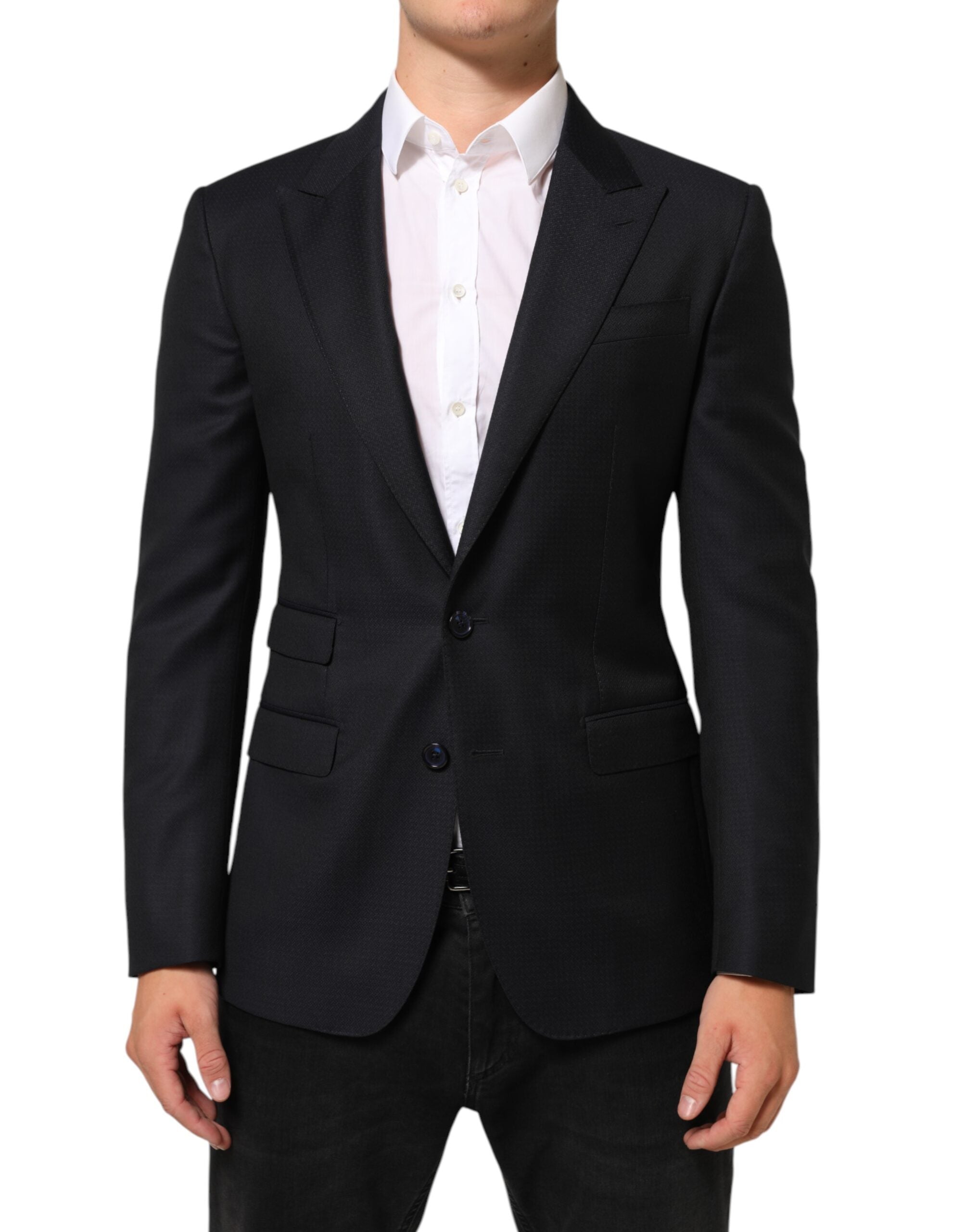 Dolce & Gabbana Black Wool NAPOLI 2 Button Men Suit Blazer Dolce & Gabbana