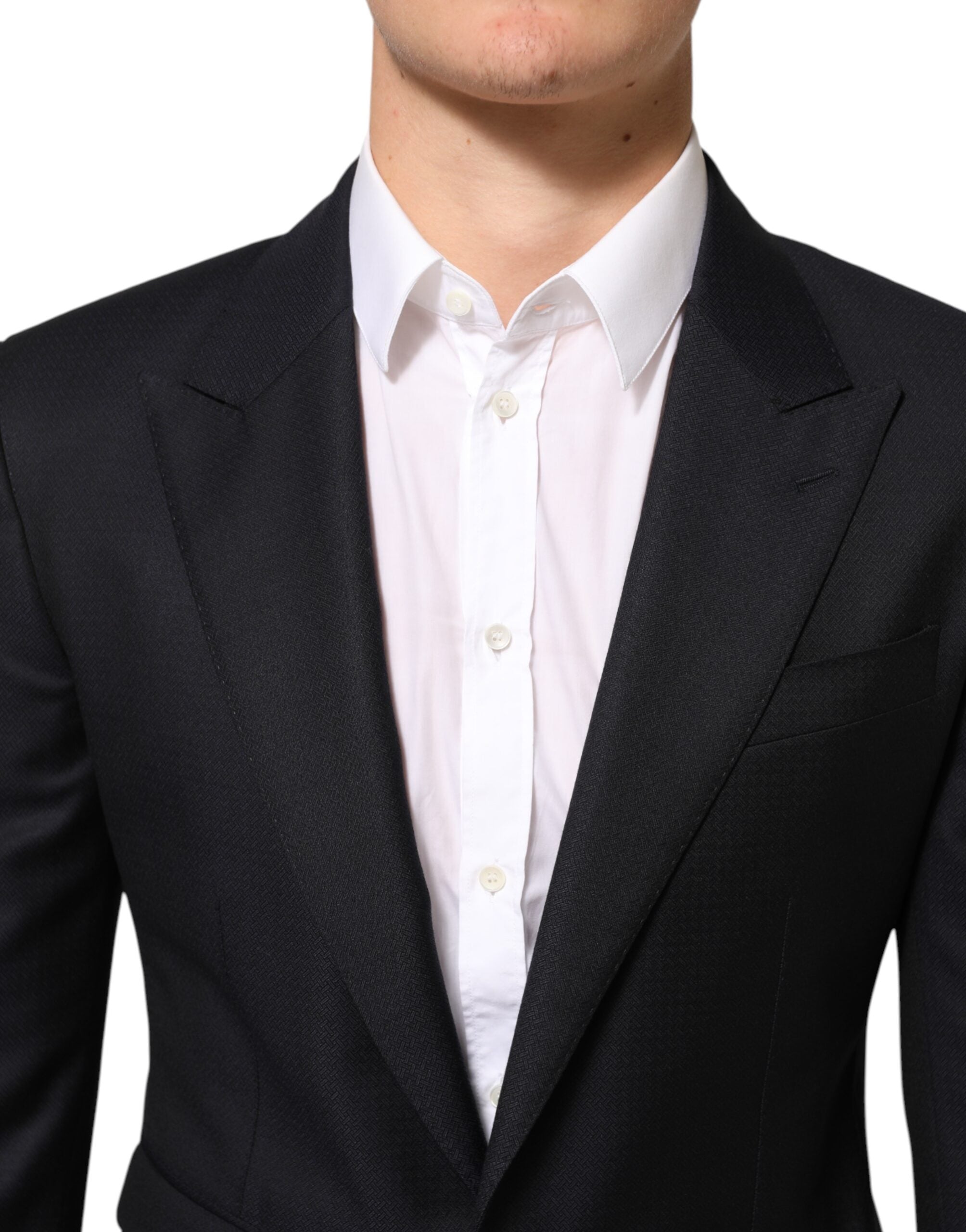 Dolce & Gabbana Black Wool NAPOLI 2 Button Men Suit Blazer Dolce & Gabbana