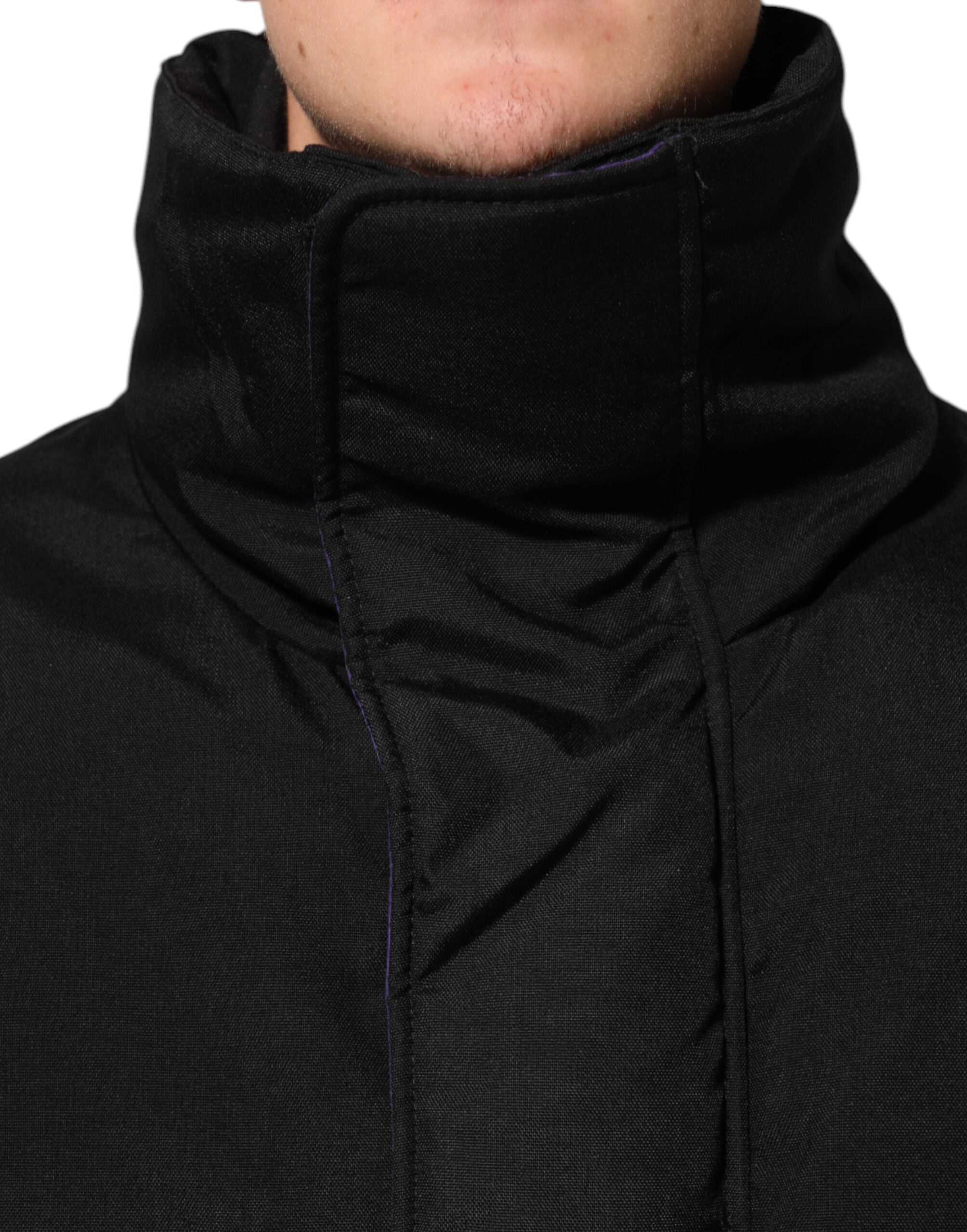 Dolce & Gabbana Black Nylon Puffer Men Full Zip Jacket Dolce & Gabbana