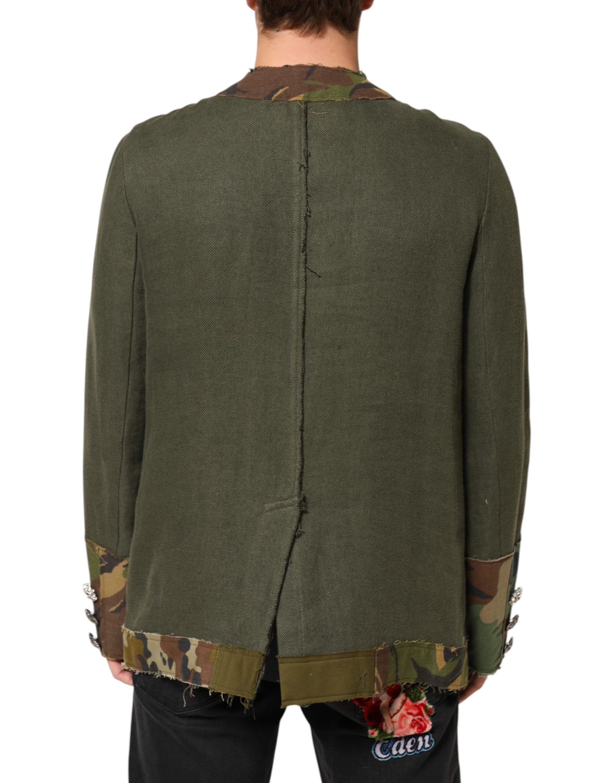 Dolce & Gabbana Brown Camouflage Linen Button Down Jacket Dolce & Gabbana