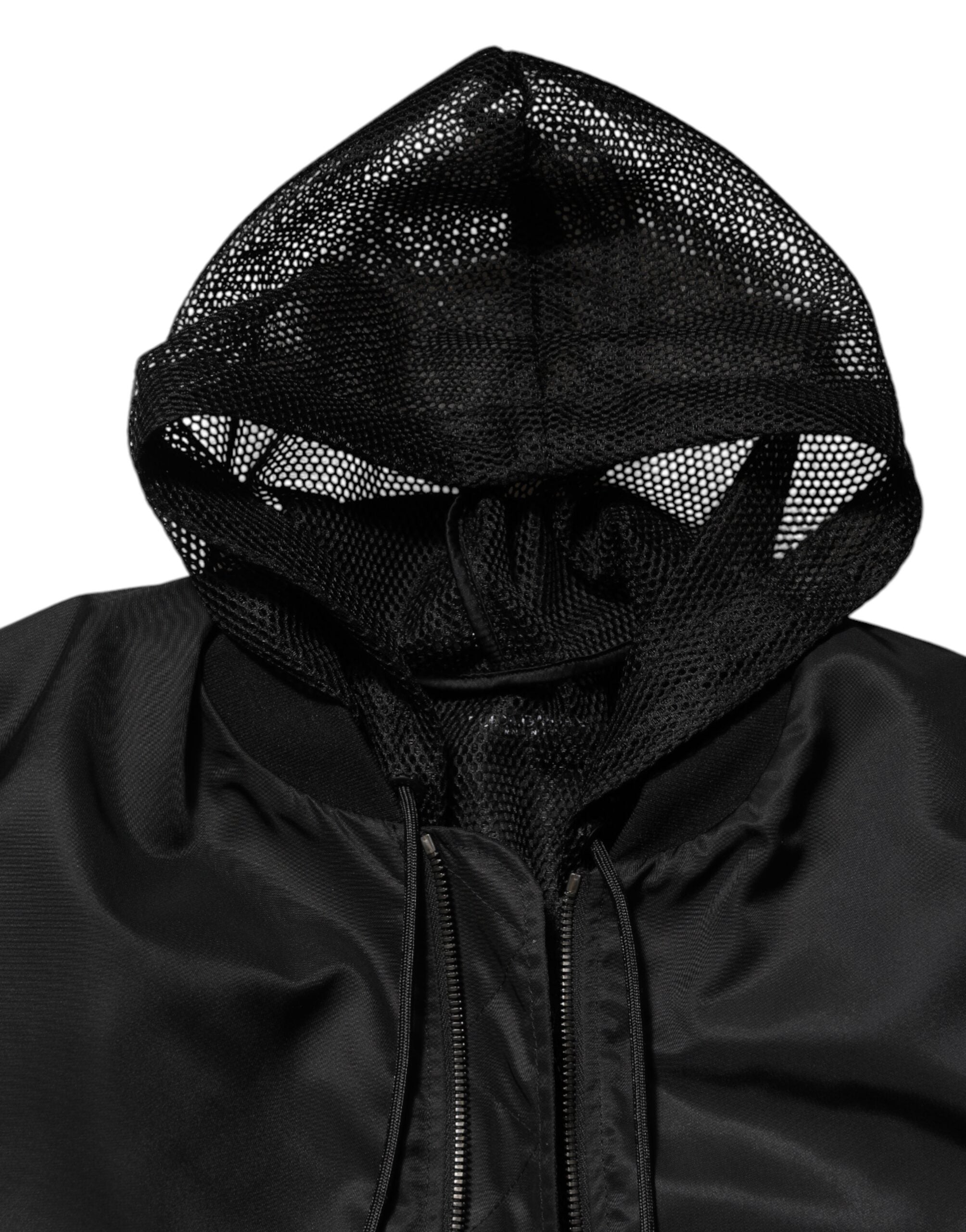 Dolce & Gabbana Black Nylon Hooded Full Zip Bomber Men Jacket Dolce & Gabbana