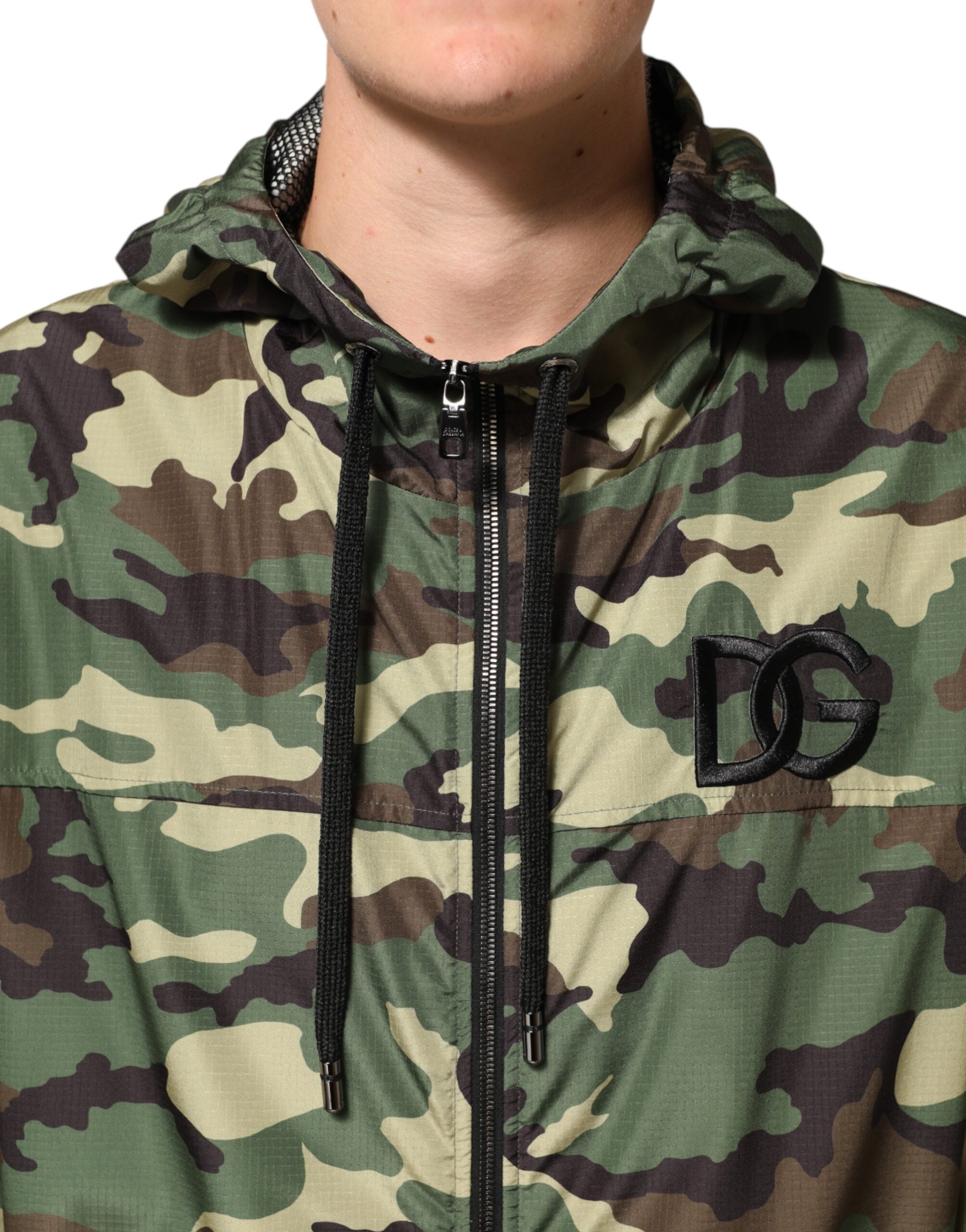 Dolce & Gabbana Green Camouflage Hooded Sweatshirt Jacket Dolce & Gabbana
