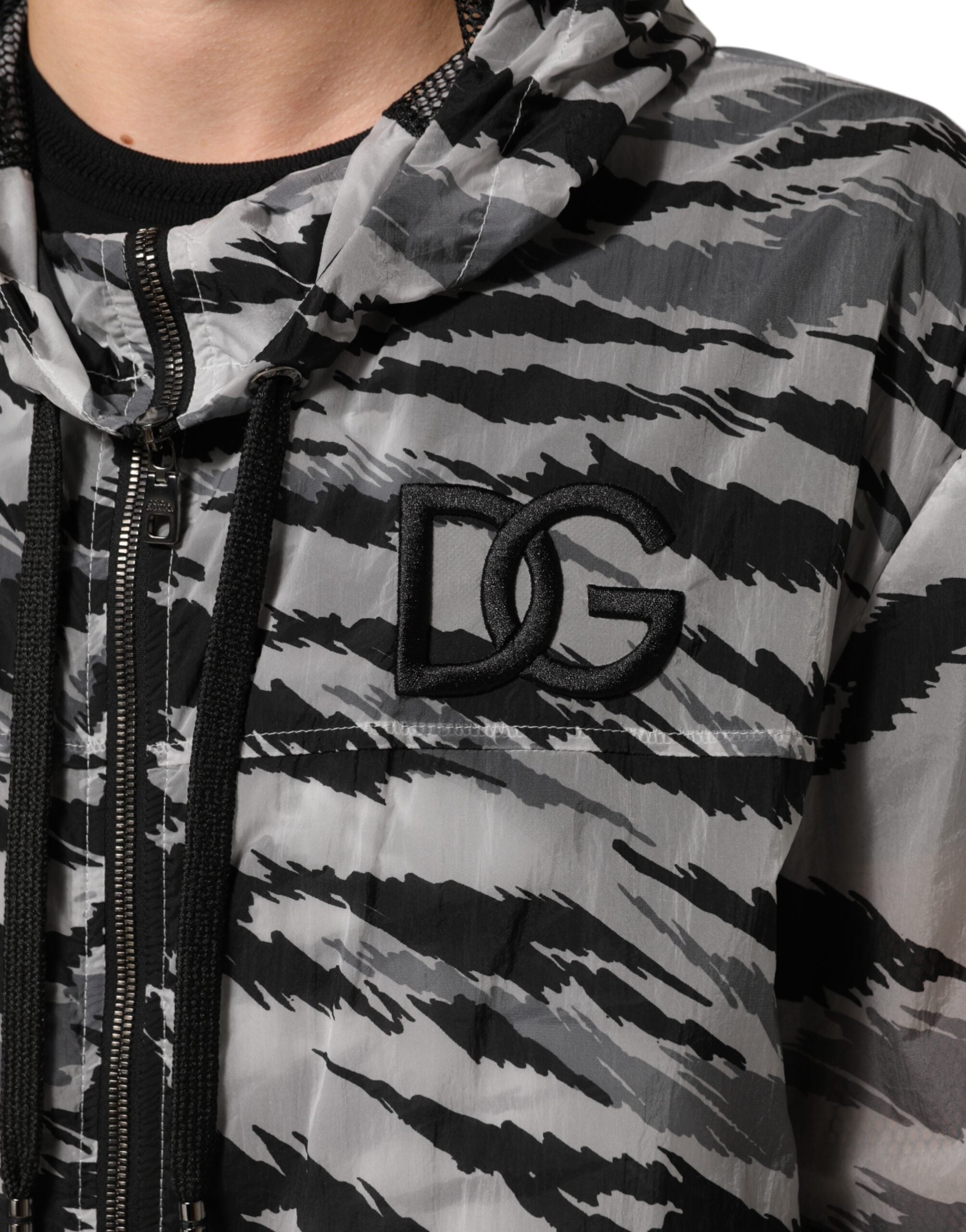 Dolce & Gabbana Gray Camouflage Hooded Sweatshirt Jacket Dolce & Gabbana