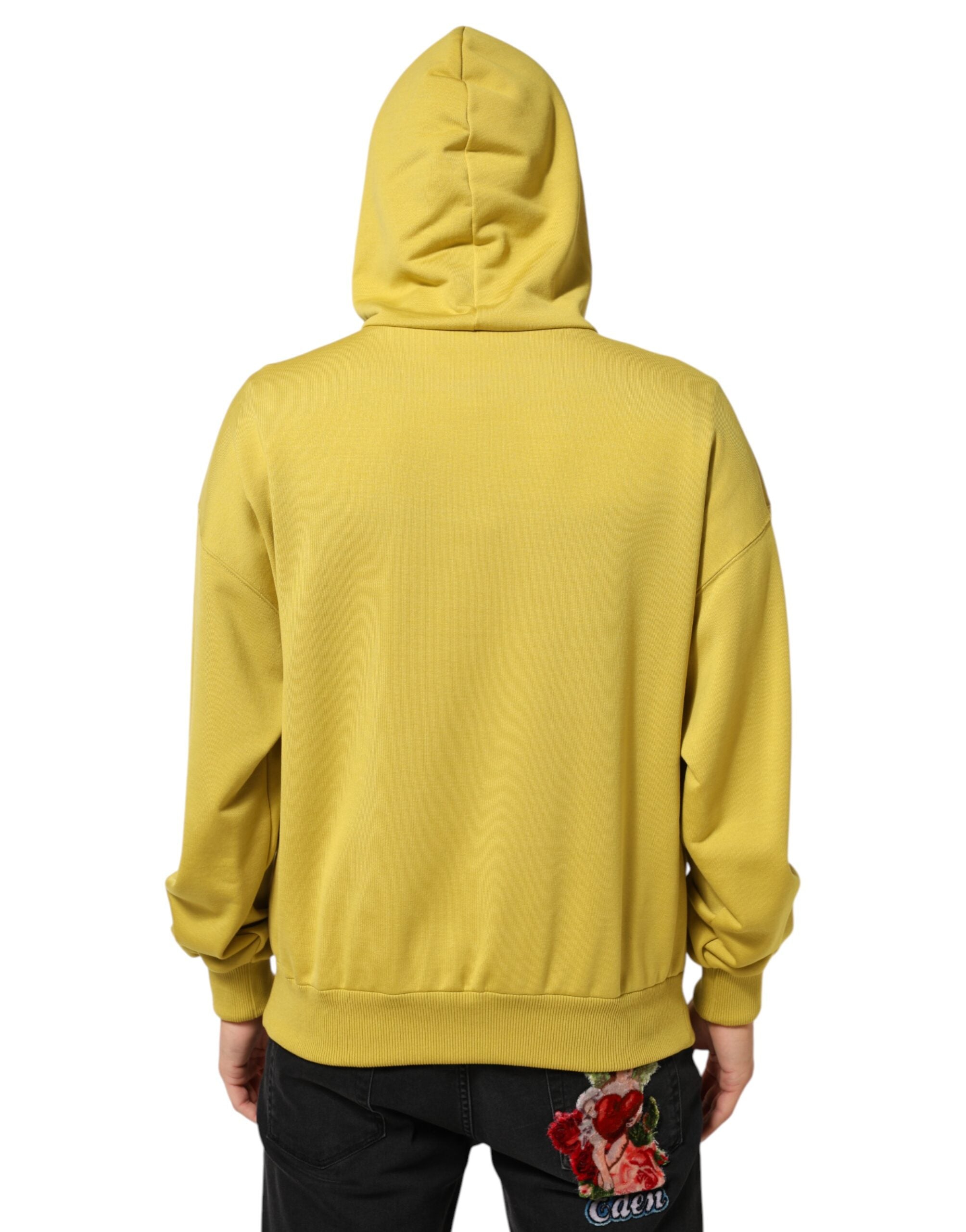 Dolce & Gabbana Yellow Logo Cotton Hooded Sweatshirt Sweater Dolce & Gabbana