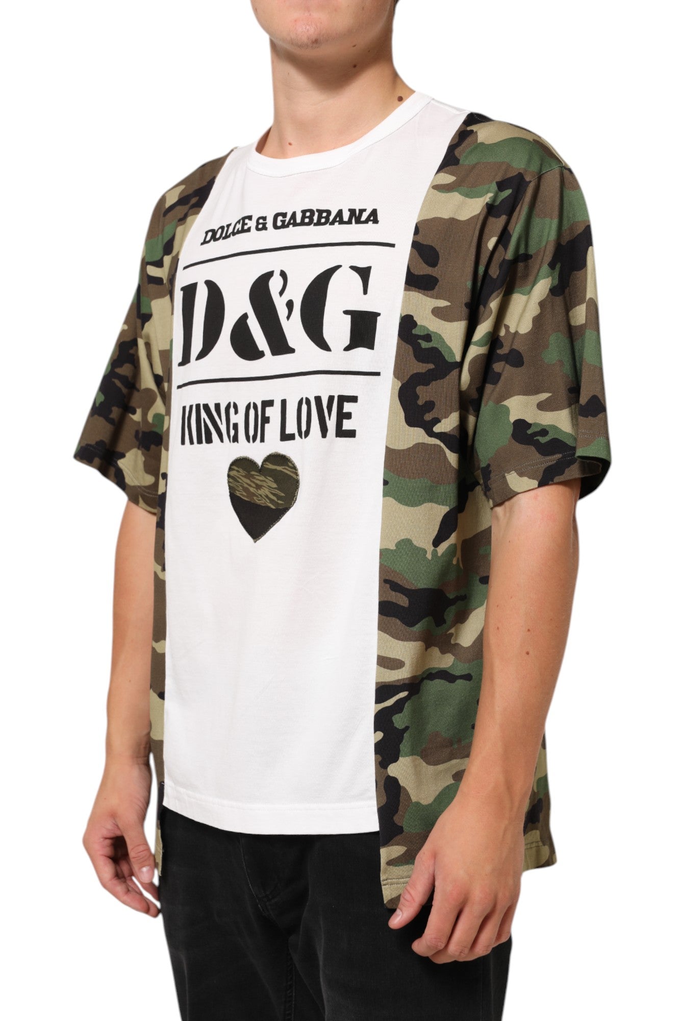 Dolce & Gabbana White Logo Camouflage Crew Neck Men T-shirt Dolce & Gabbana