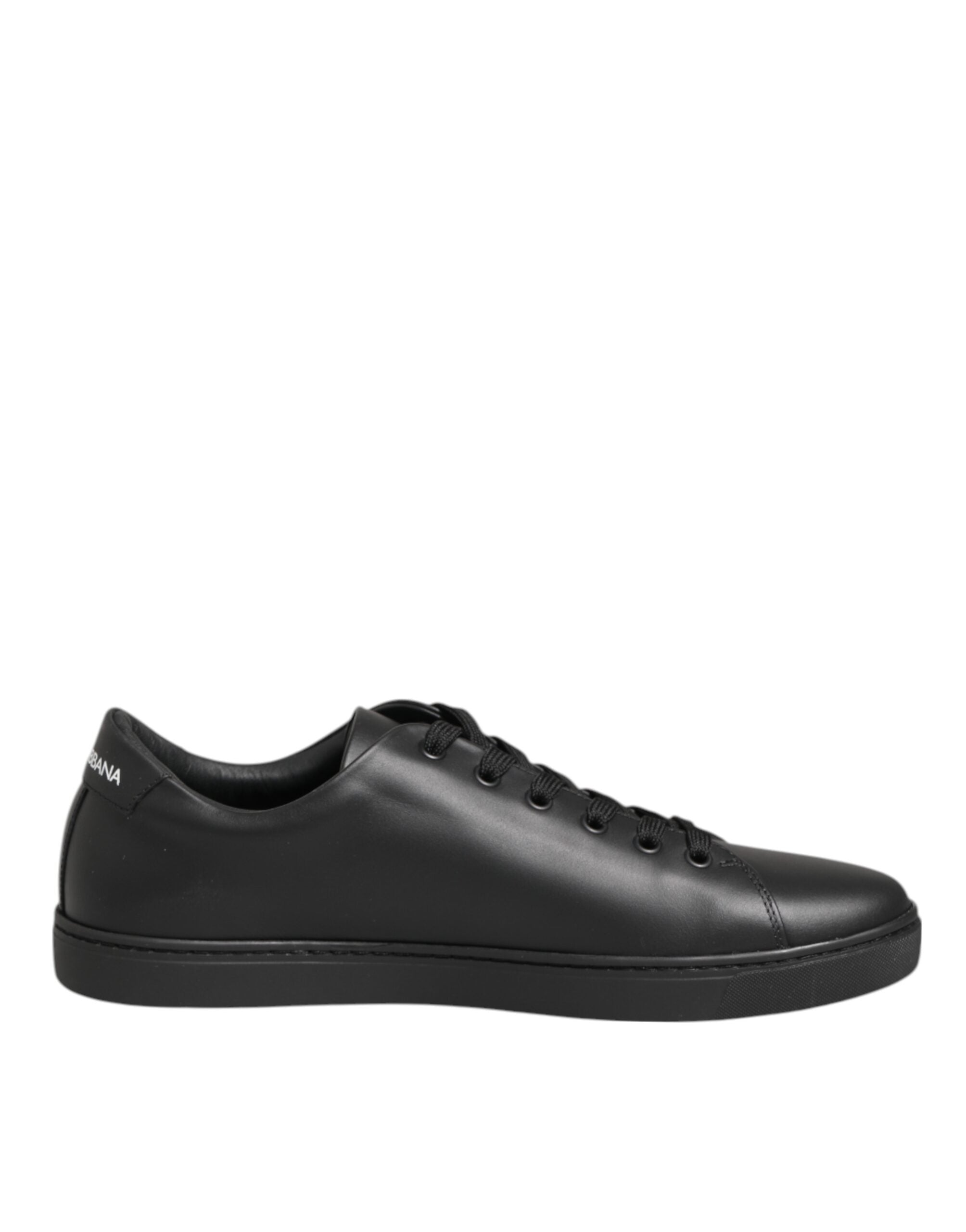 Dolce & Gabbana Black Leather Crystal Heart Sneakers Shoes Dolce & Gabbana