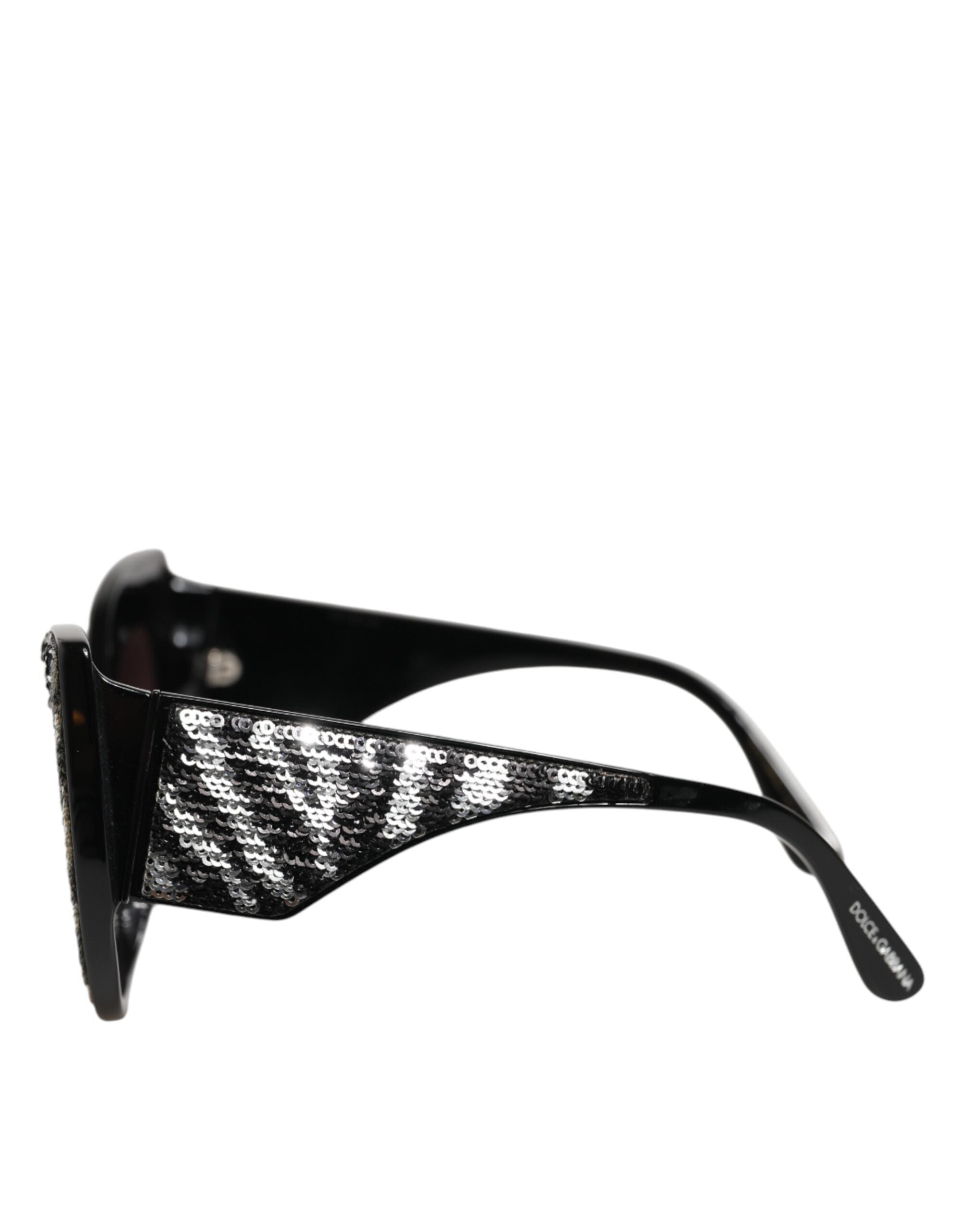 Dolce & Gabbana Black Silver Sequin Butterfly Polarized Sunglasses Dolce & Gabbana