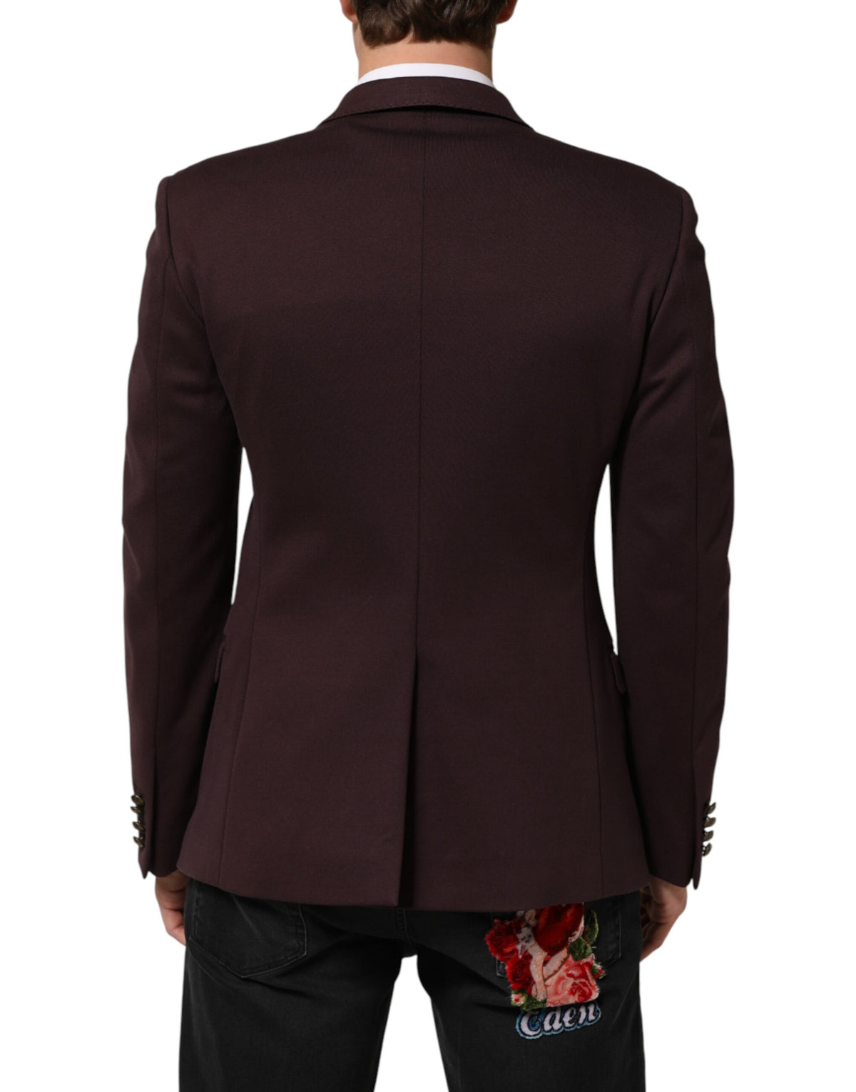 Dolce & Gabbana Maroon Cotton 2 Buttons Suit Jacket Blazer