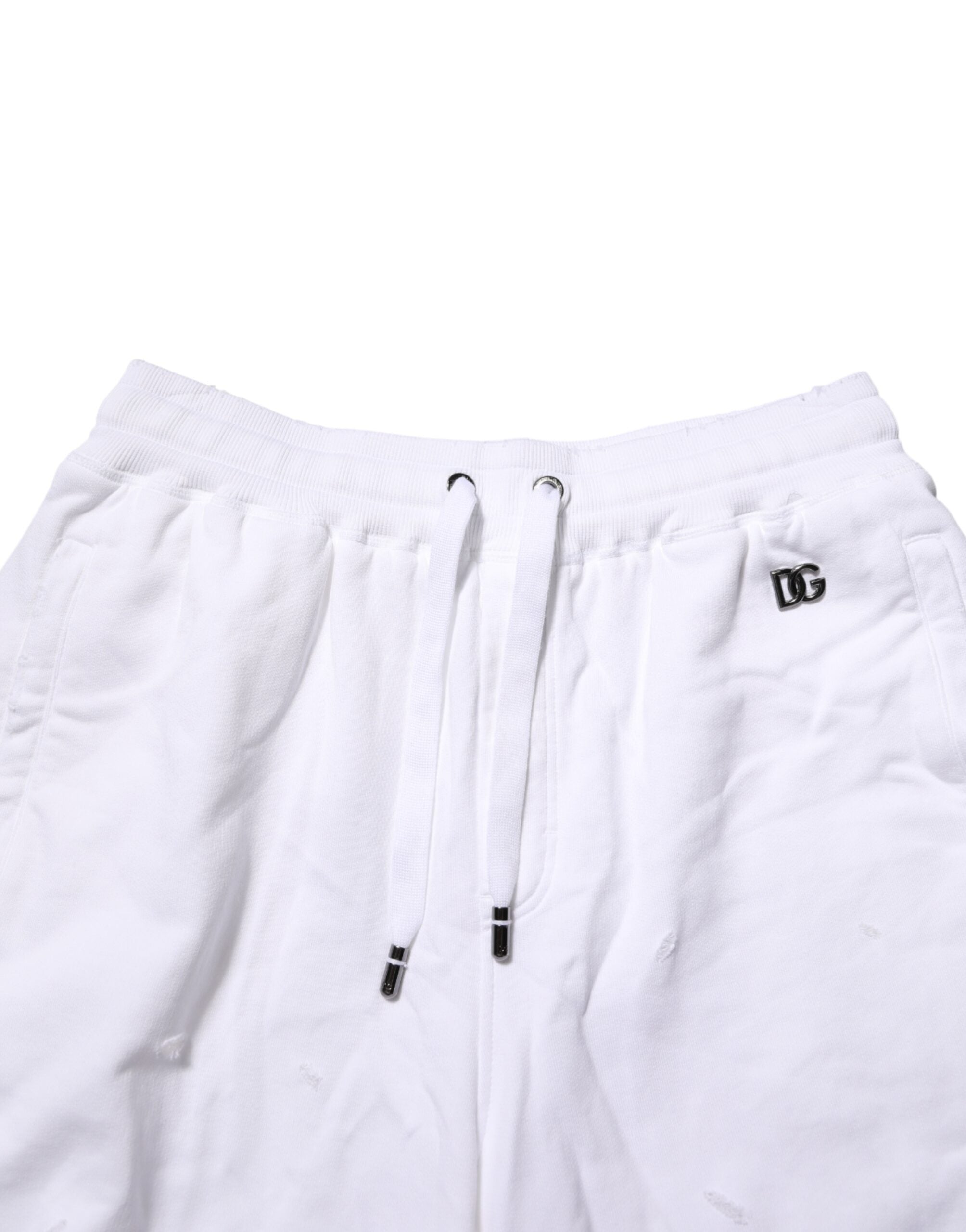 Dolce & Gabbana White Distressed Cotton Men Bermuda Shorts Dolce & Gabbana