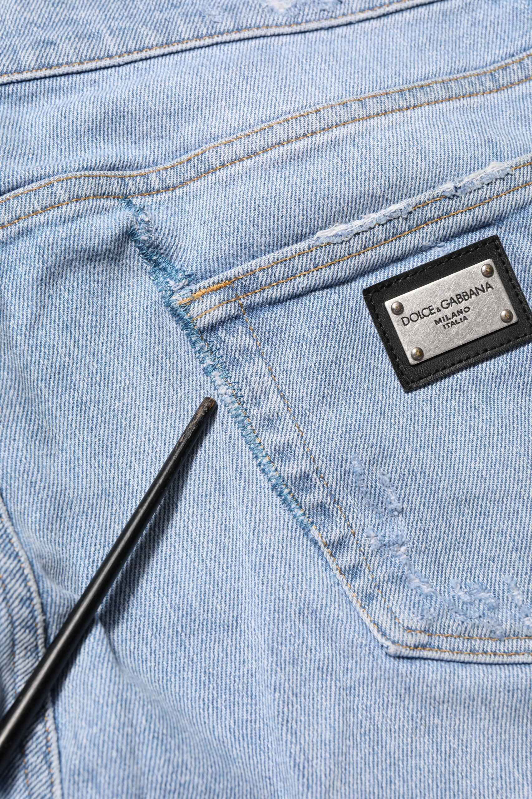 Dolce & Gabbana Blue Cotton Distressed Slim Fit Denim Jeans Dolce & Gabbana