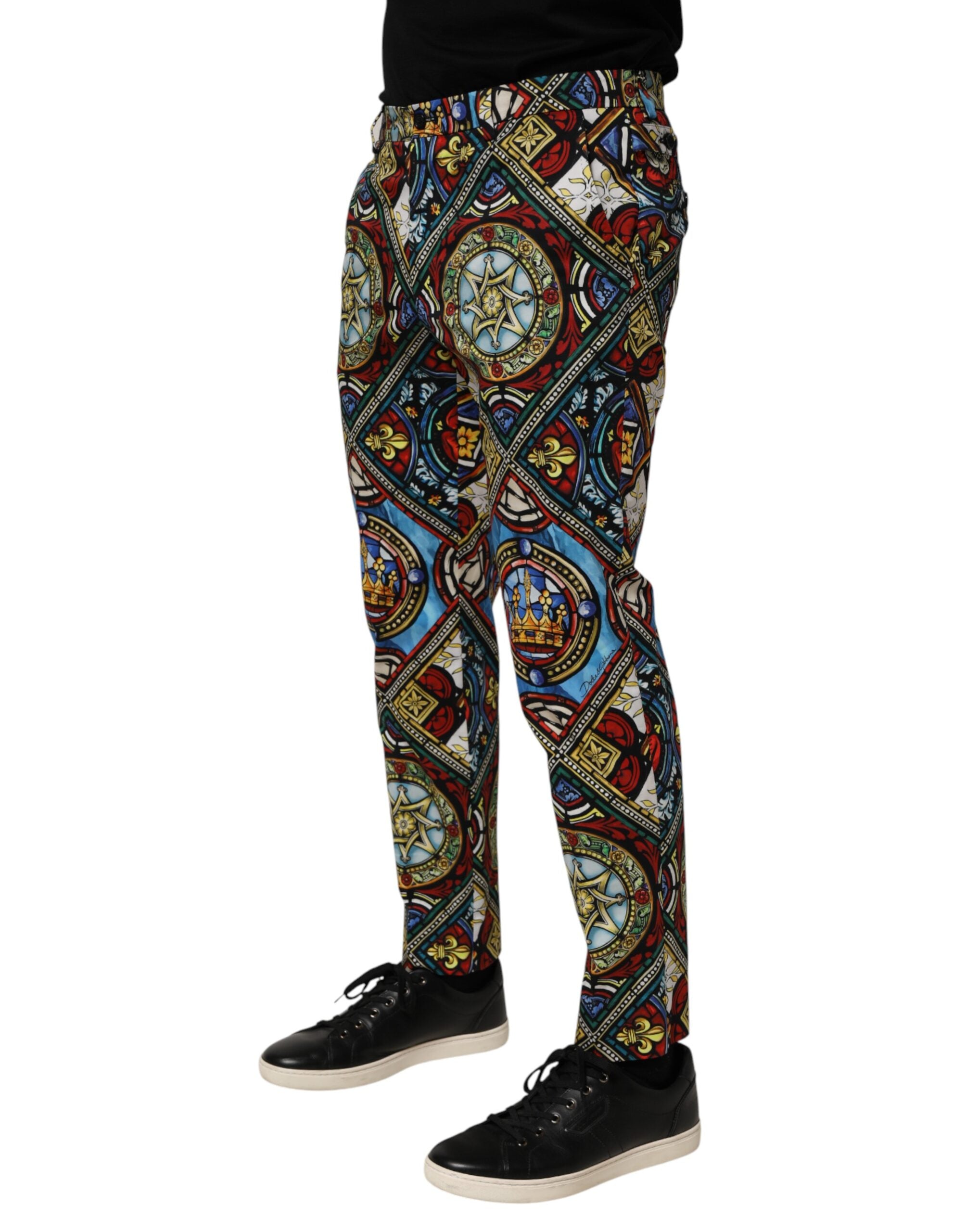 Dolce & Gabbana Multicolor Stained Glass Window Style Print Men Pants Dolce & Gabbana