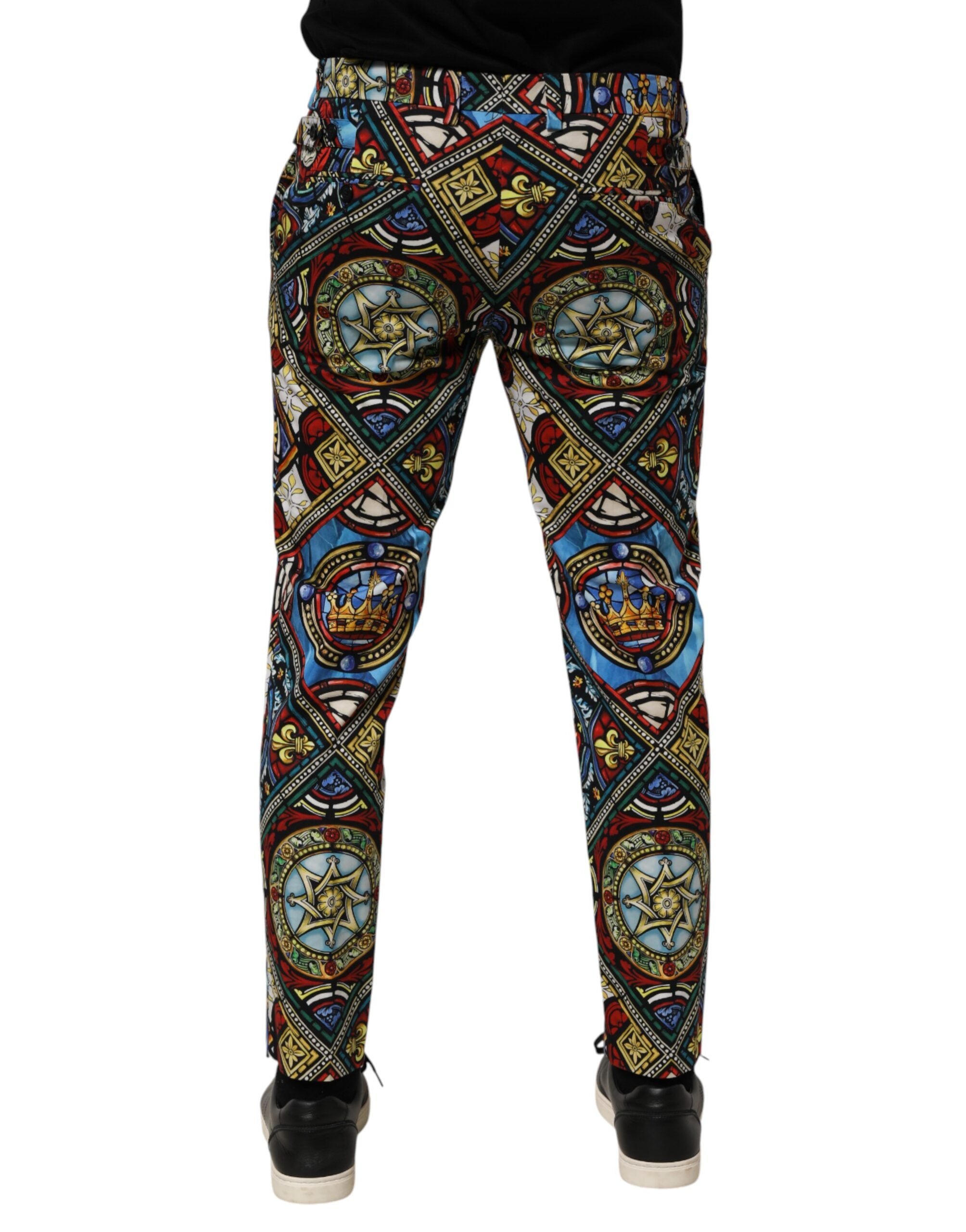 Dolce & Gabbana Multicolor Stained Glass Window Style Print Men Pants Dolce & Gabbana