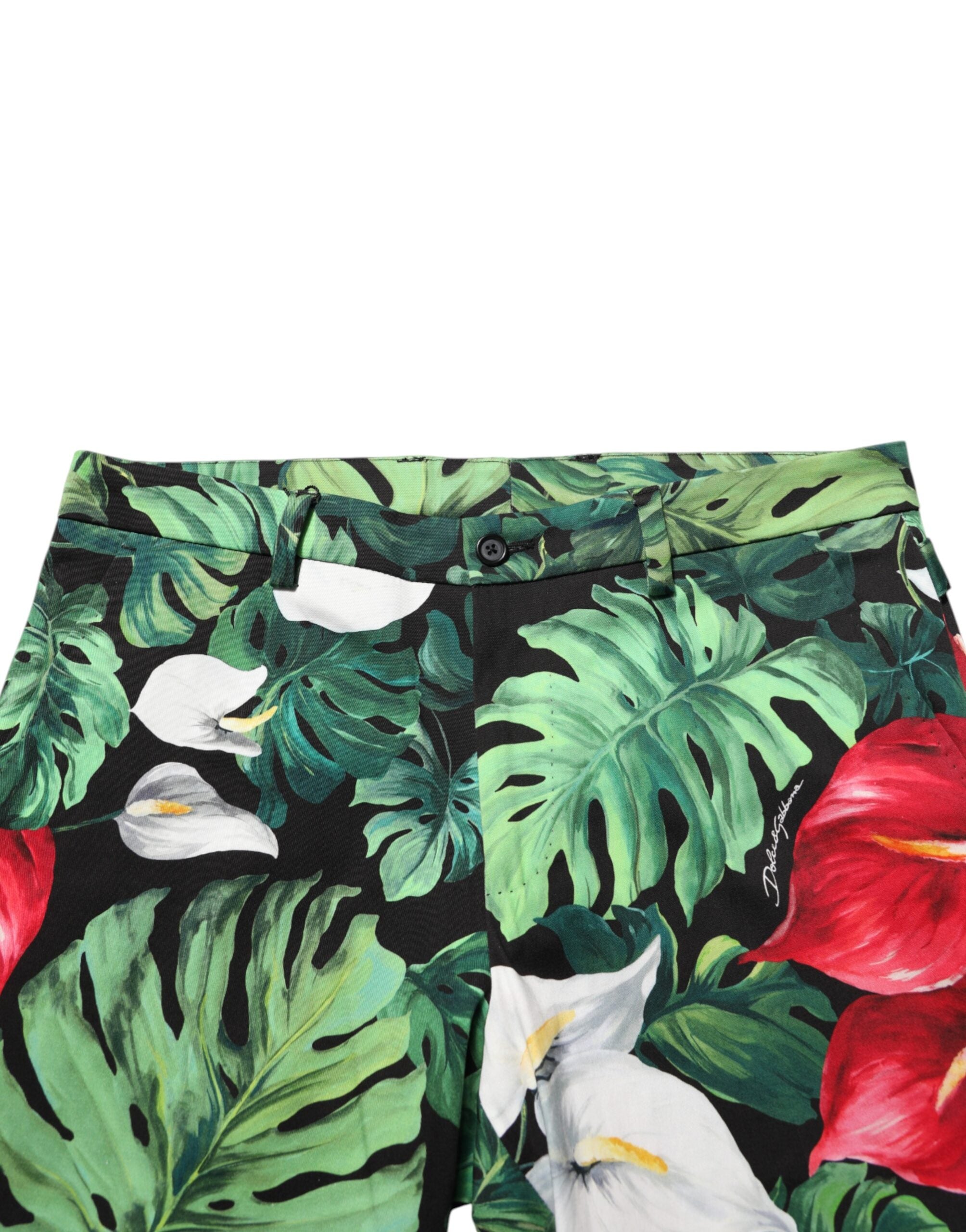 Dolce & Gabbana Multicolor Floral Print Cotton Tapered Pants Dolce & Gabbana