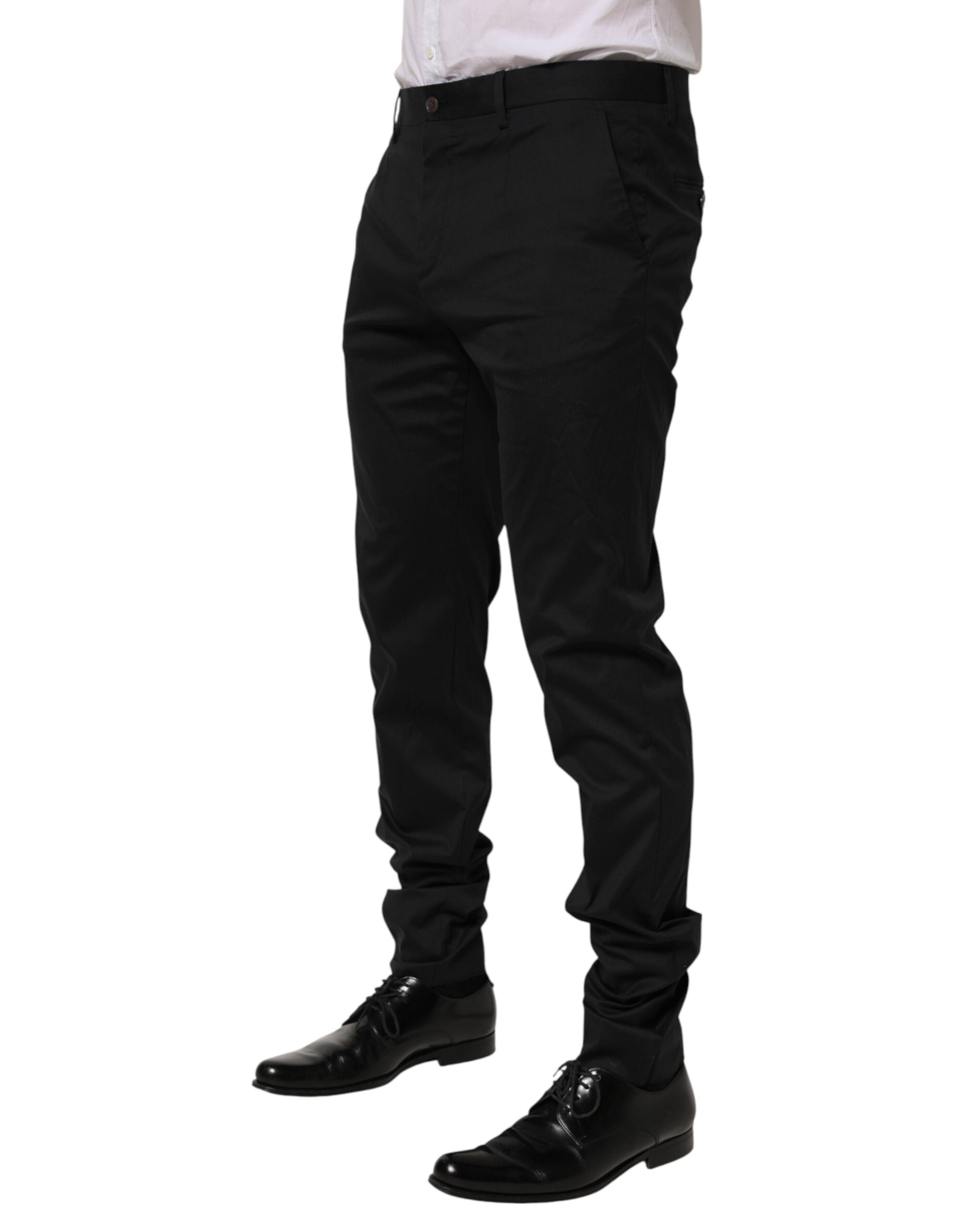 Dolce & Gabbana Black Cotton Formal Dress Men Trouser Pants Dolce & Gabbana