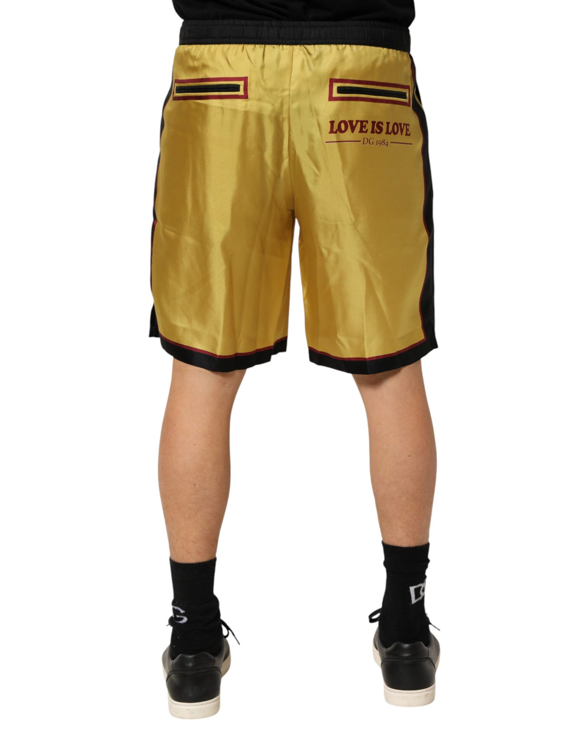 Dolce & Gabbana Yellow Floral Print Silk Men Bermuda Shorts